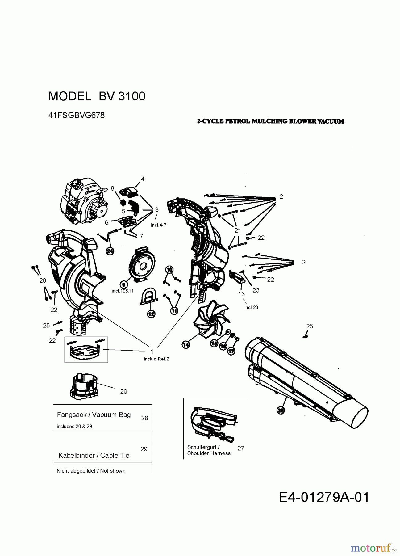 MTD Laubläser, Laubsauger BV 3100 41FSGBVG678  (2007) Grundgerät