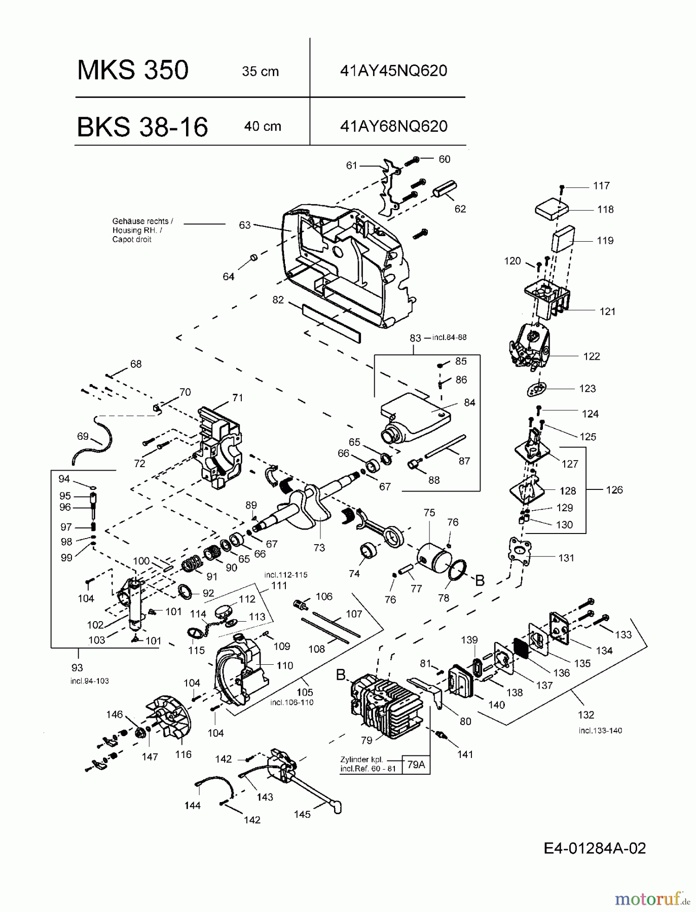  Hanseatic Motorkettensägen MKS 350 41AY45NQ620  (2005) Motor