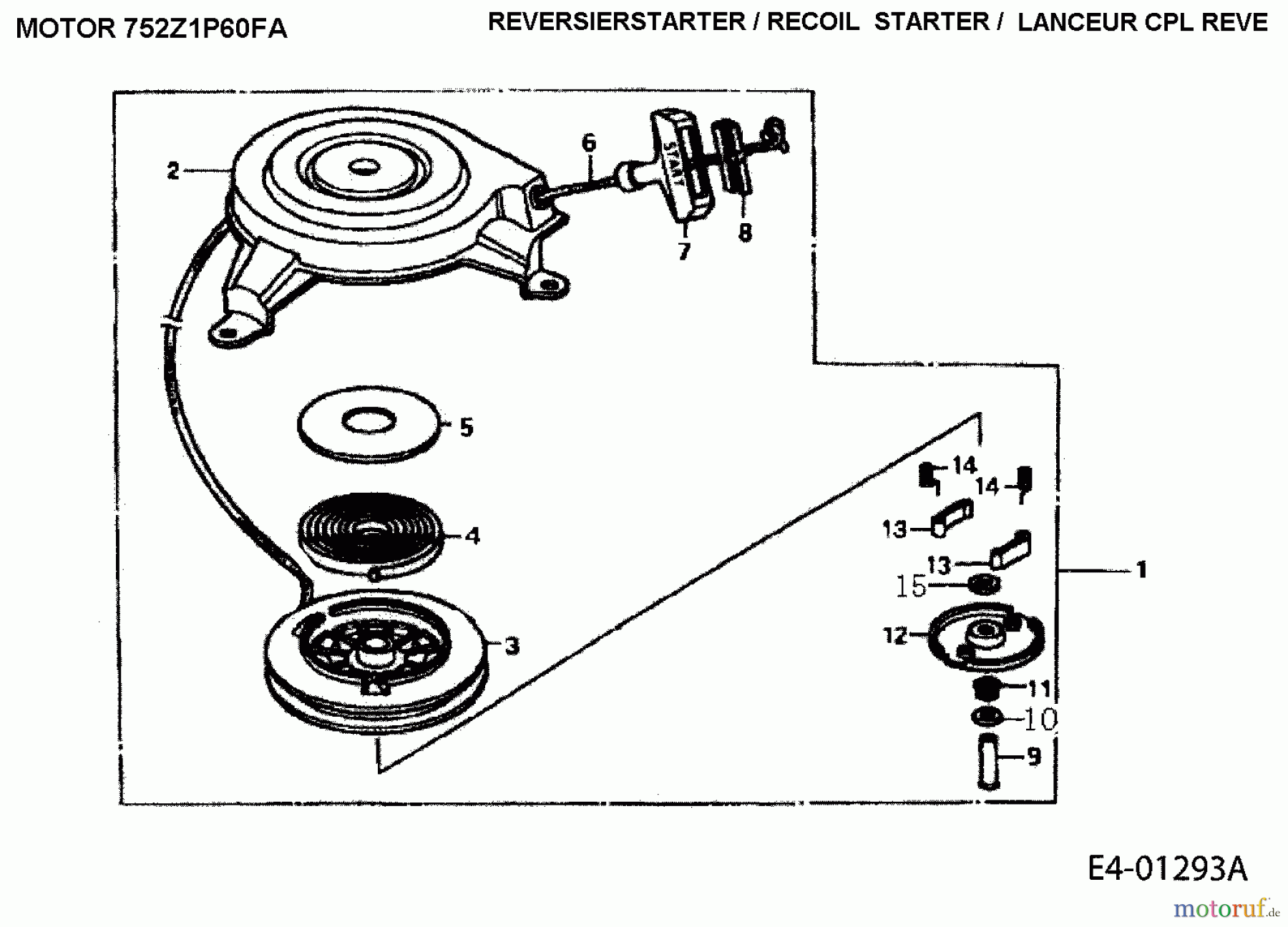  MTD-Motoren Vertikal 1P60FA 752Z1P60FA  (2005) Reversierstarter