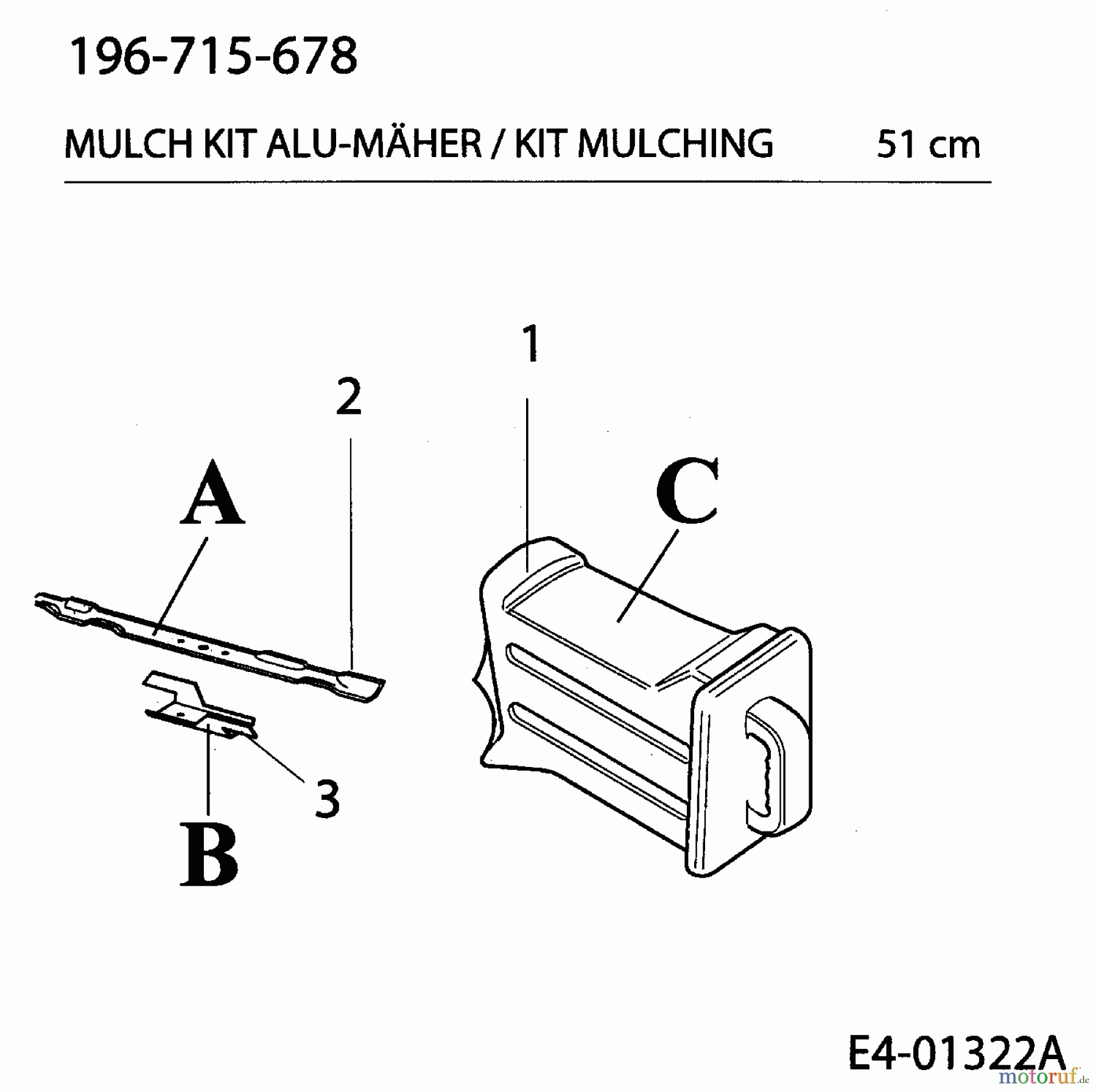 MTD Zubehör Zubehör Rasenmäher Mulch Kits für HBA 5160 RLSK, YM 6021 SAK, GE 53 AK 196-715-678 (2004) Zubehör