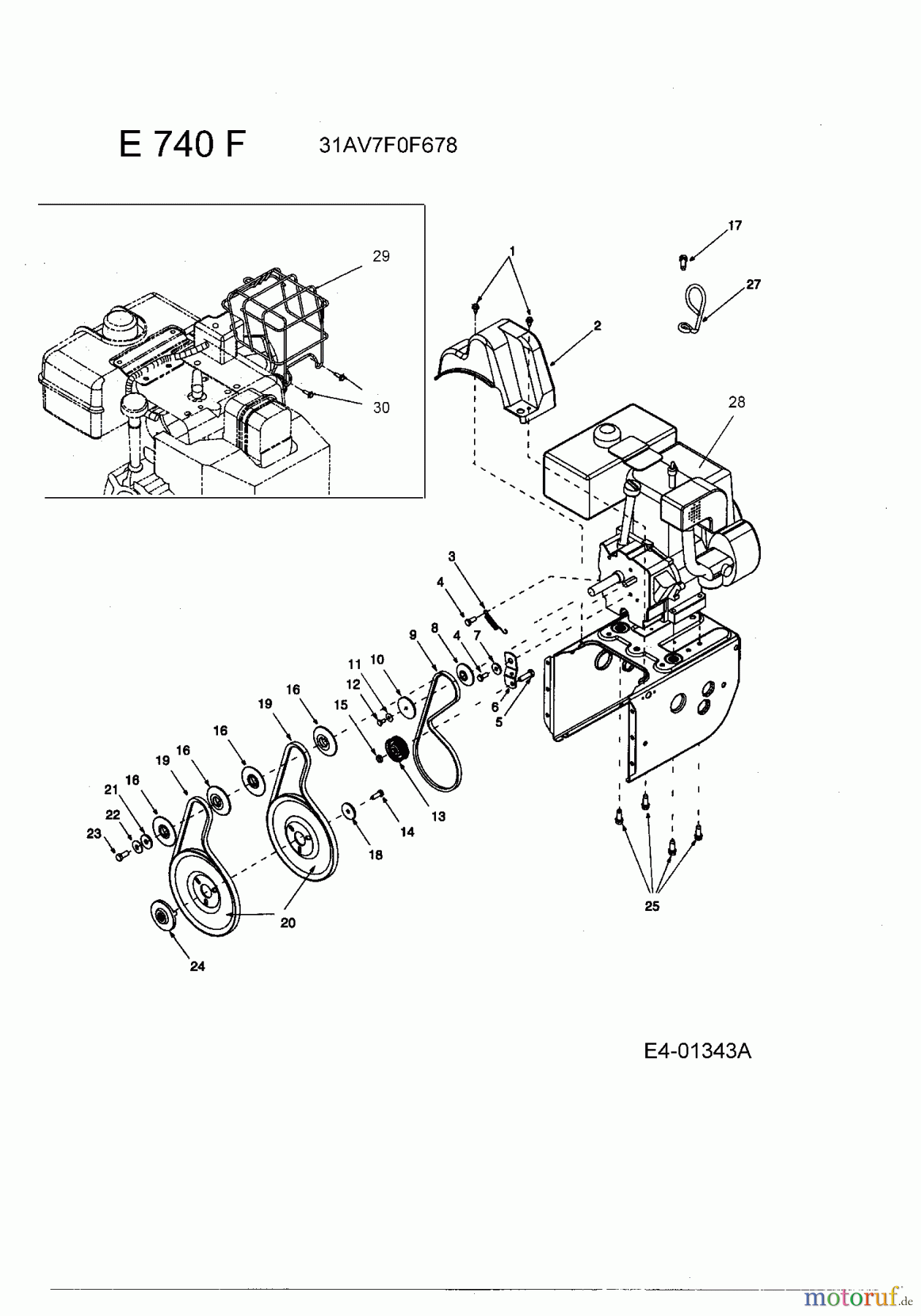  MTD Schneefräsen E 740 F 31AV7F0F678  (2006) Fahrantrieb, Fräsantrieb