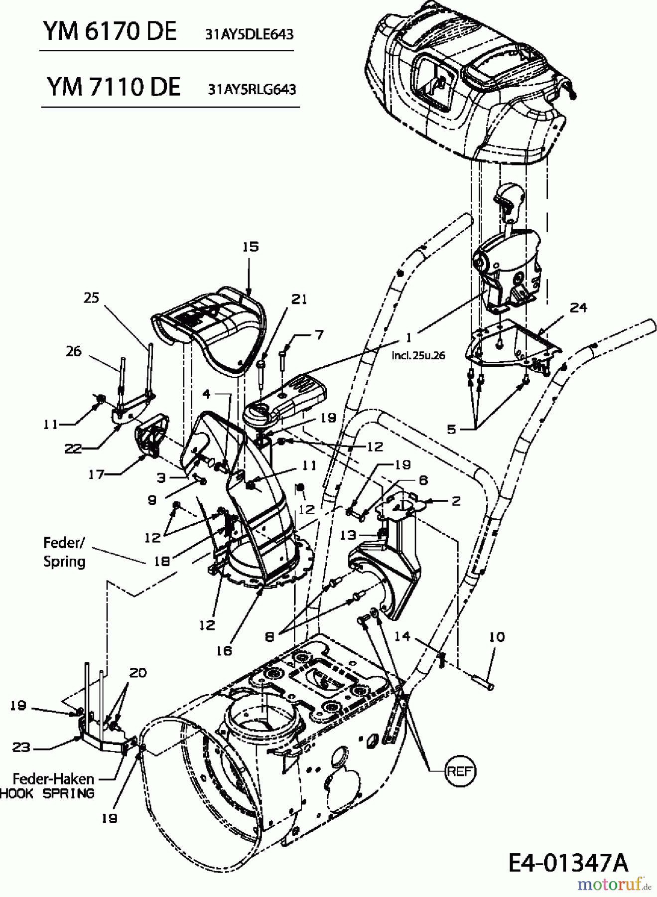  Yard-Man Schneefräsen YM 7110 DE 31AY5RLG643  (2006) Auswurfschacht
