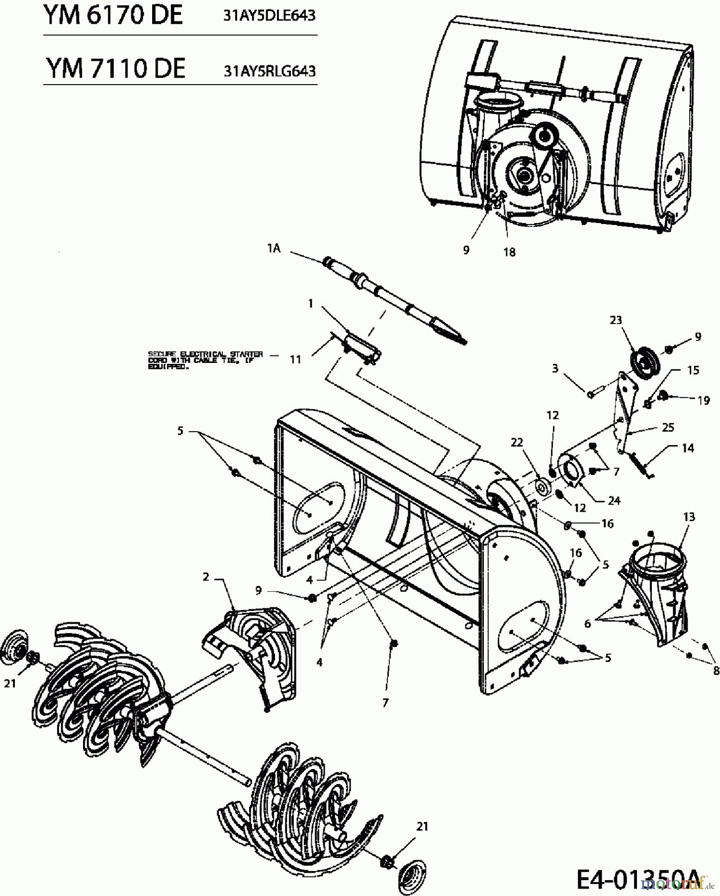  Yard-Man Schneefräsen YM 7110 DE 31AY5RLG643  (2006) Fräsgehäuse, Schnecke, Schneckenantrieb