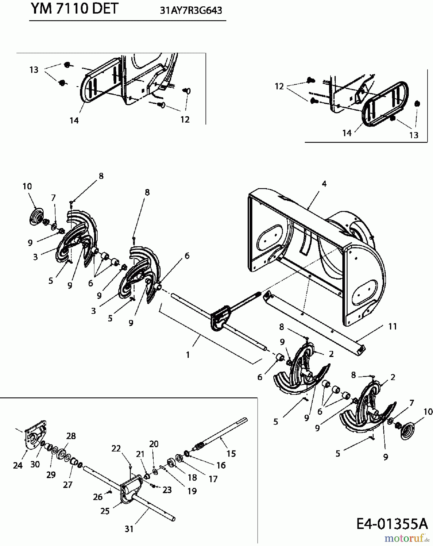 Yard-Man Schneefräsen YM 7110 DET 31AY7R3G643 (2006) Fräsgehäuse, Schnecke, Schneckenantrieb