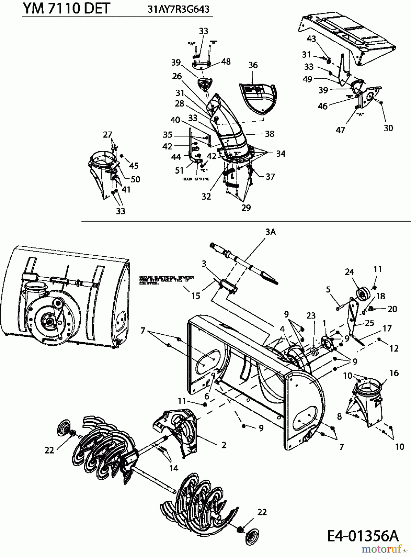 Yard-Man Schneefräsen YM 7110 DET 31AY7R3G643 (2006) Auswurfschacht, Schaufelrad