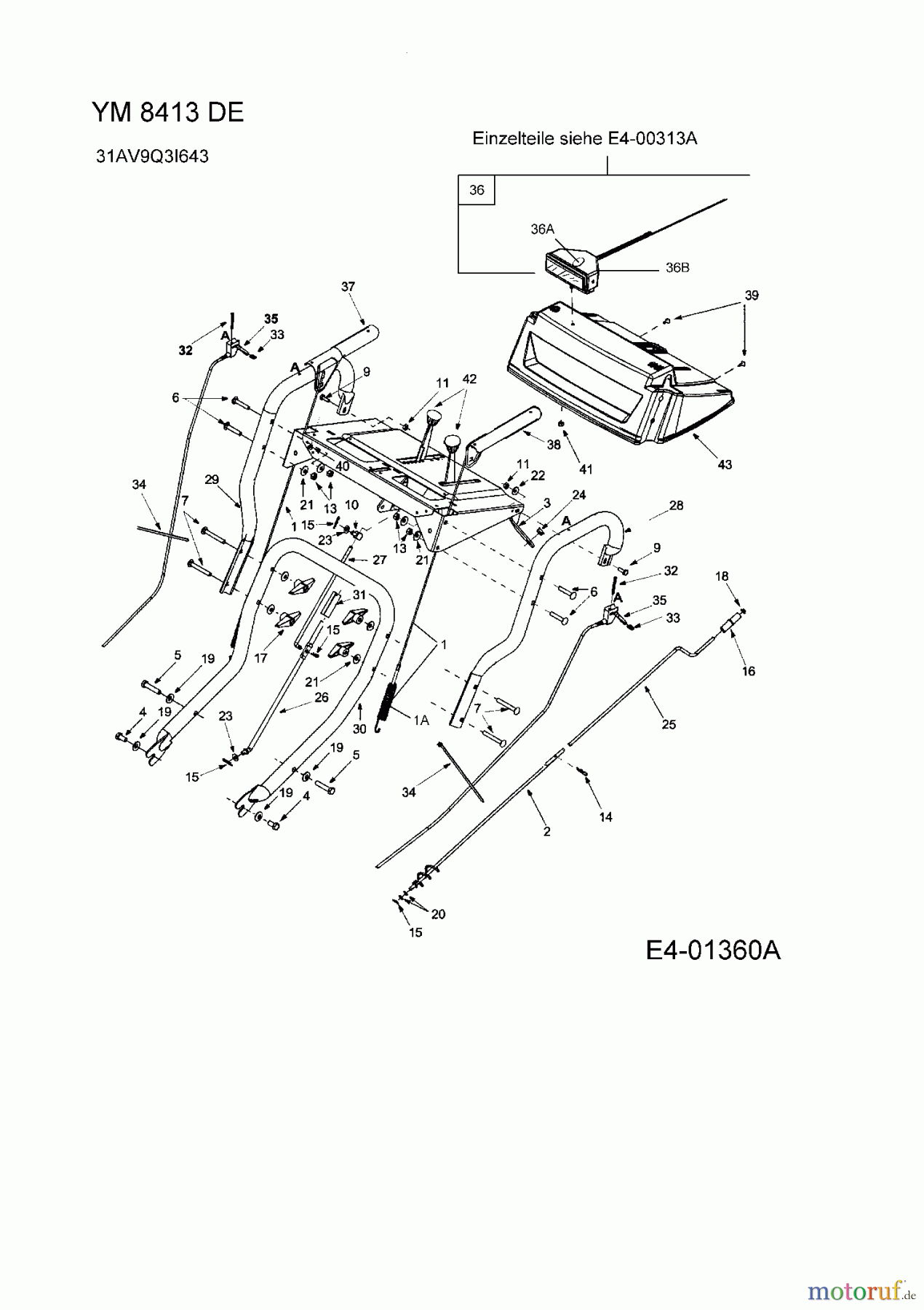 Yard-Man Schneefräsen YM 8413 DE 31AV9Q3I643 (2006) Holm
