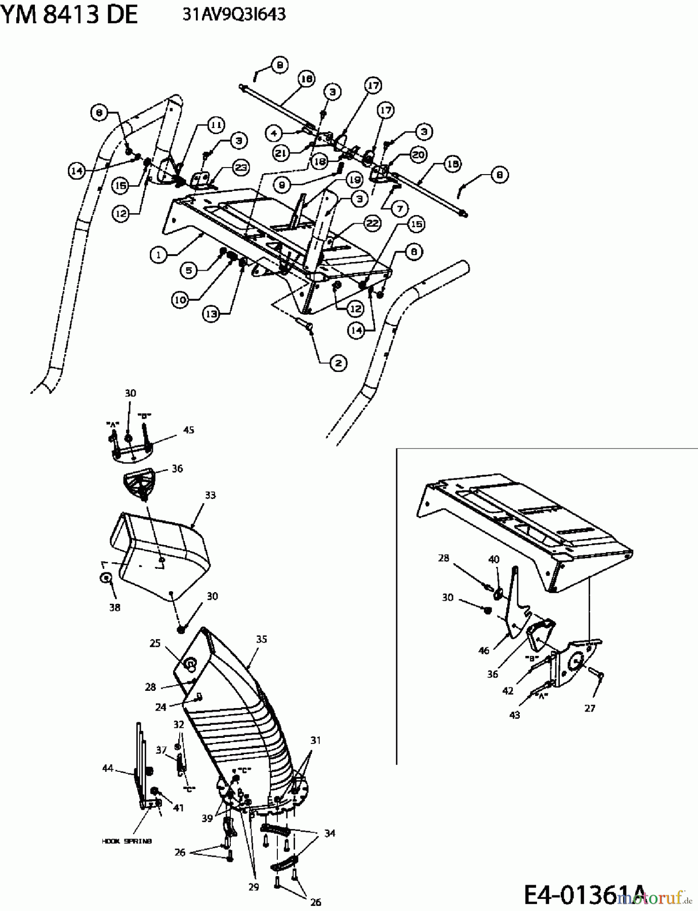 Yard-Man Schneefräsen YM 8413 DE 31AV9Q3I643 (2006) Auswurfschacht