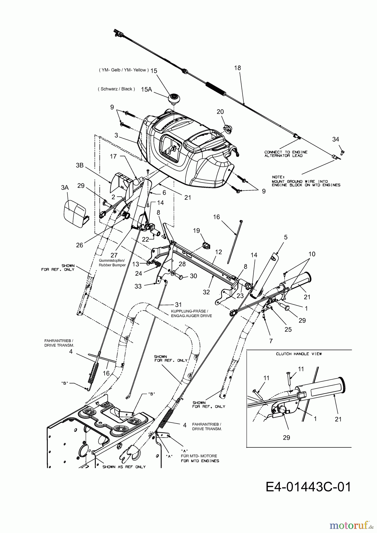 Yard-Man Schneefräsen YM 84 M-W 31AY95KV643  (2011) Abdeckung Armaturenbrett