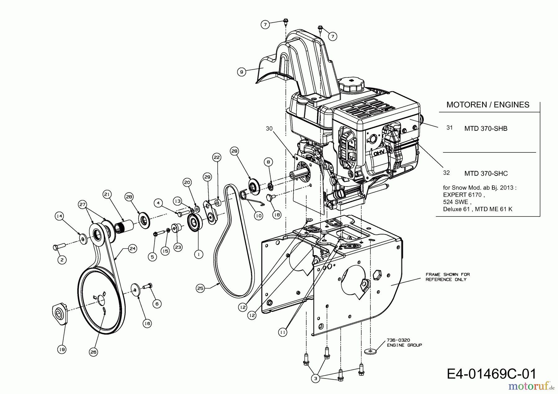 Wolf-Garten Schneefräsen Expert 6170 31AW53TR650 (2013) Motorkeilriemenscheibe
