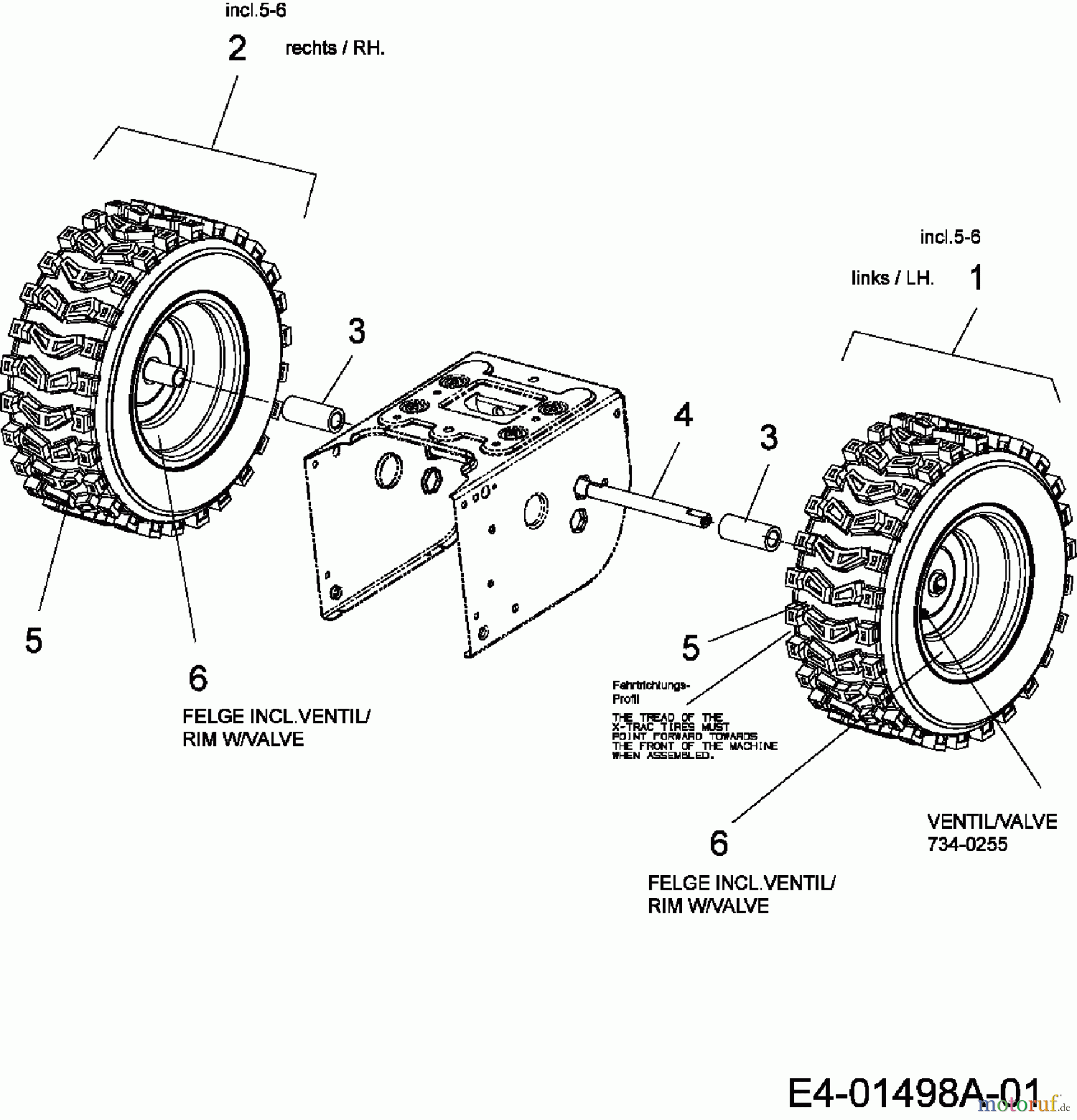 White Schneefräsen E 660 G 31AE6LLG590 (2007) Räder