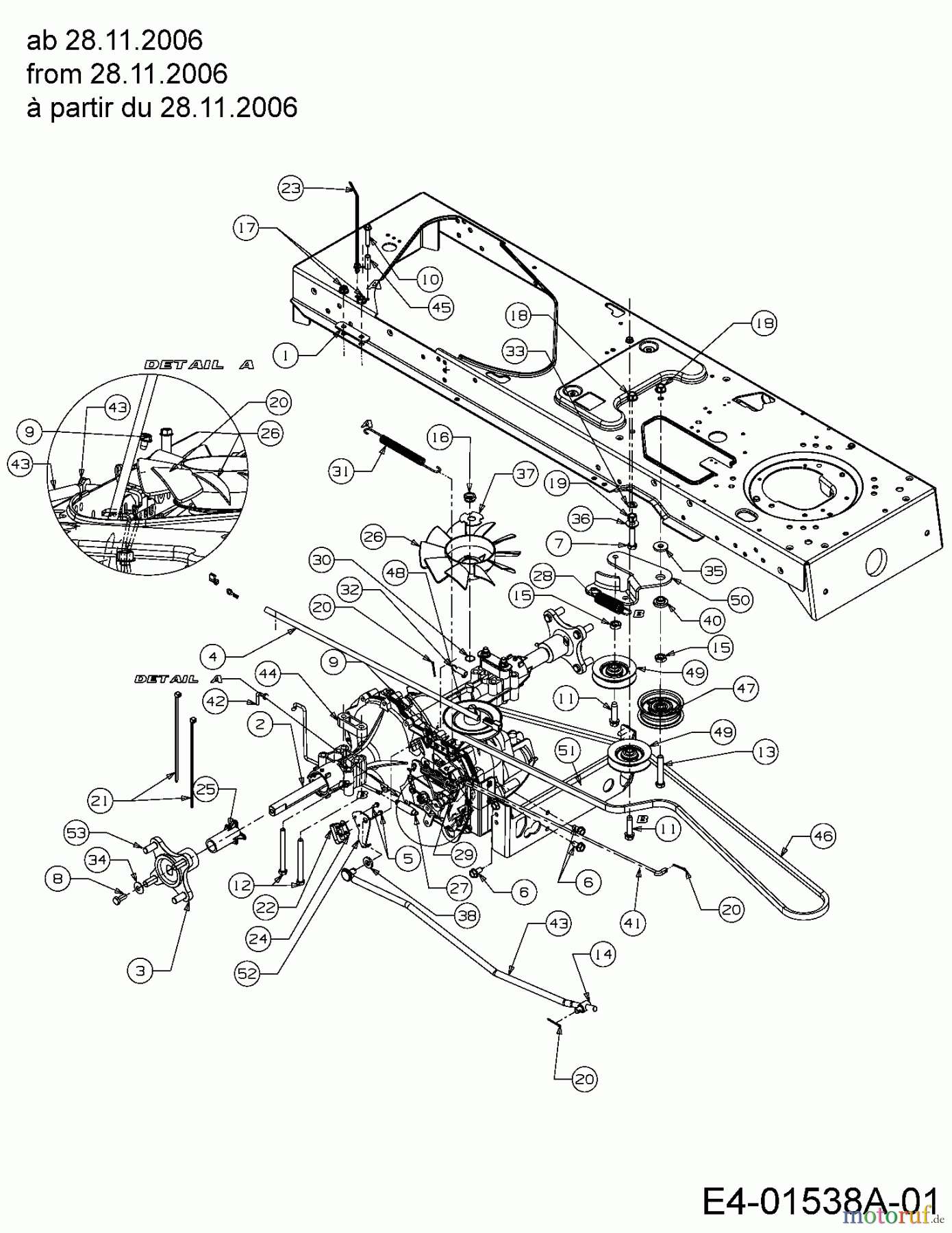 Cub Cadet Rasentraktoren CC 1015 13AV11CF603 (2008) Fahrantrieb ab 28.11.2006