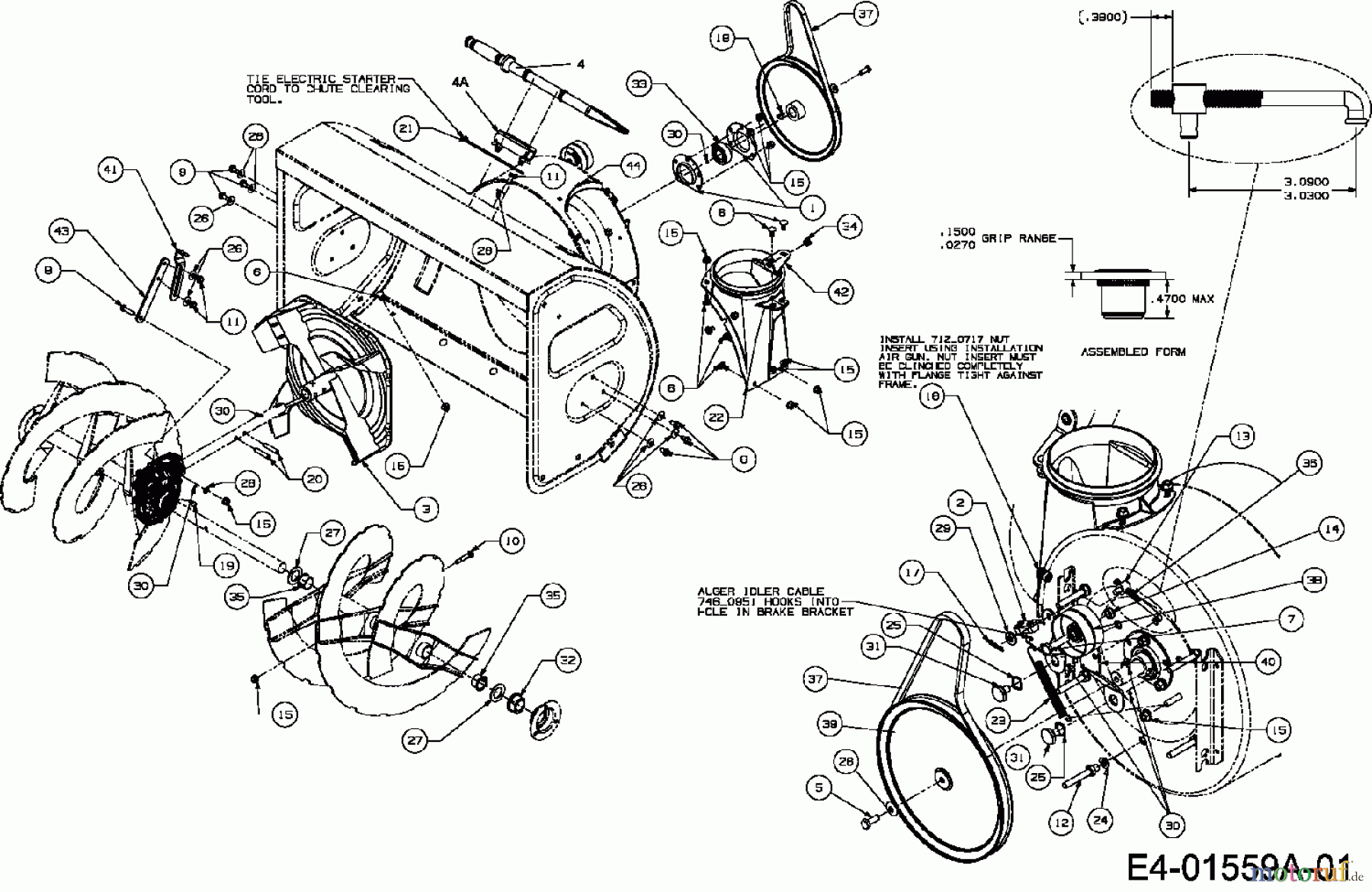 Yard-Man Schneefräsen YM 8413 DE 31AE9P3I801R (2007) Fräsantrieb, Schaufelrad