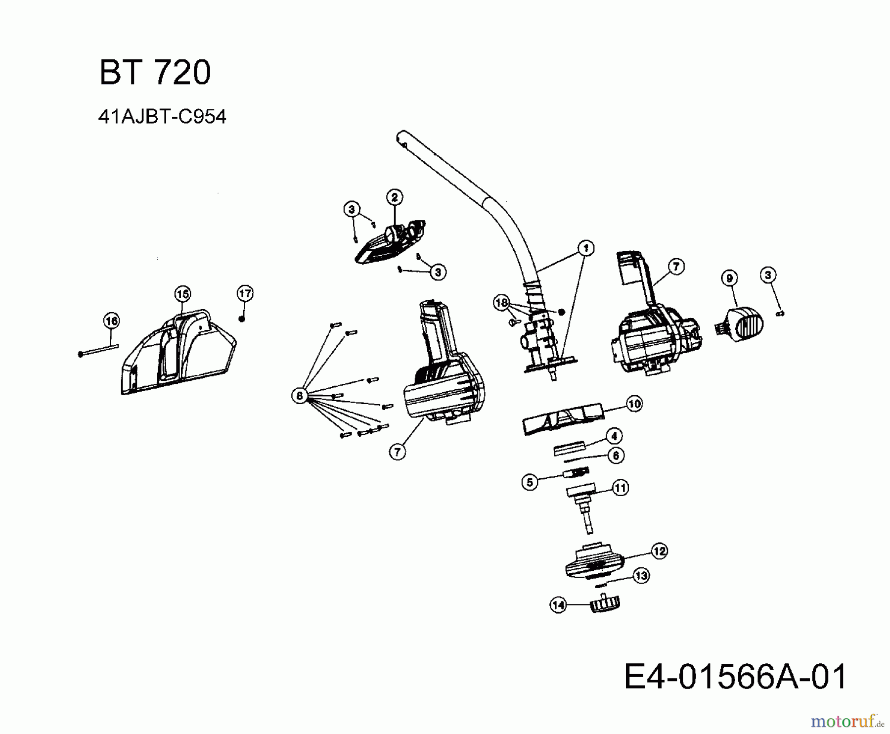  MTD Zubehör Zubehör Motorsensen, Trimmer Laubbläser, Laubsauger BT 720 41AJBT-C954  (2010) Grundgerät