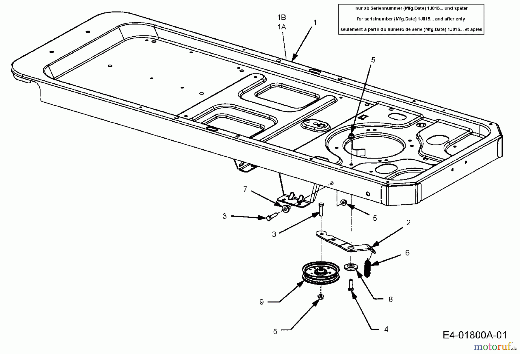  Cub Cadet Zero Turn RZT 42 17BA5B4G603  (2006) Rahmen, Spannrolle Fahrantrieb