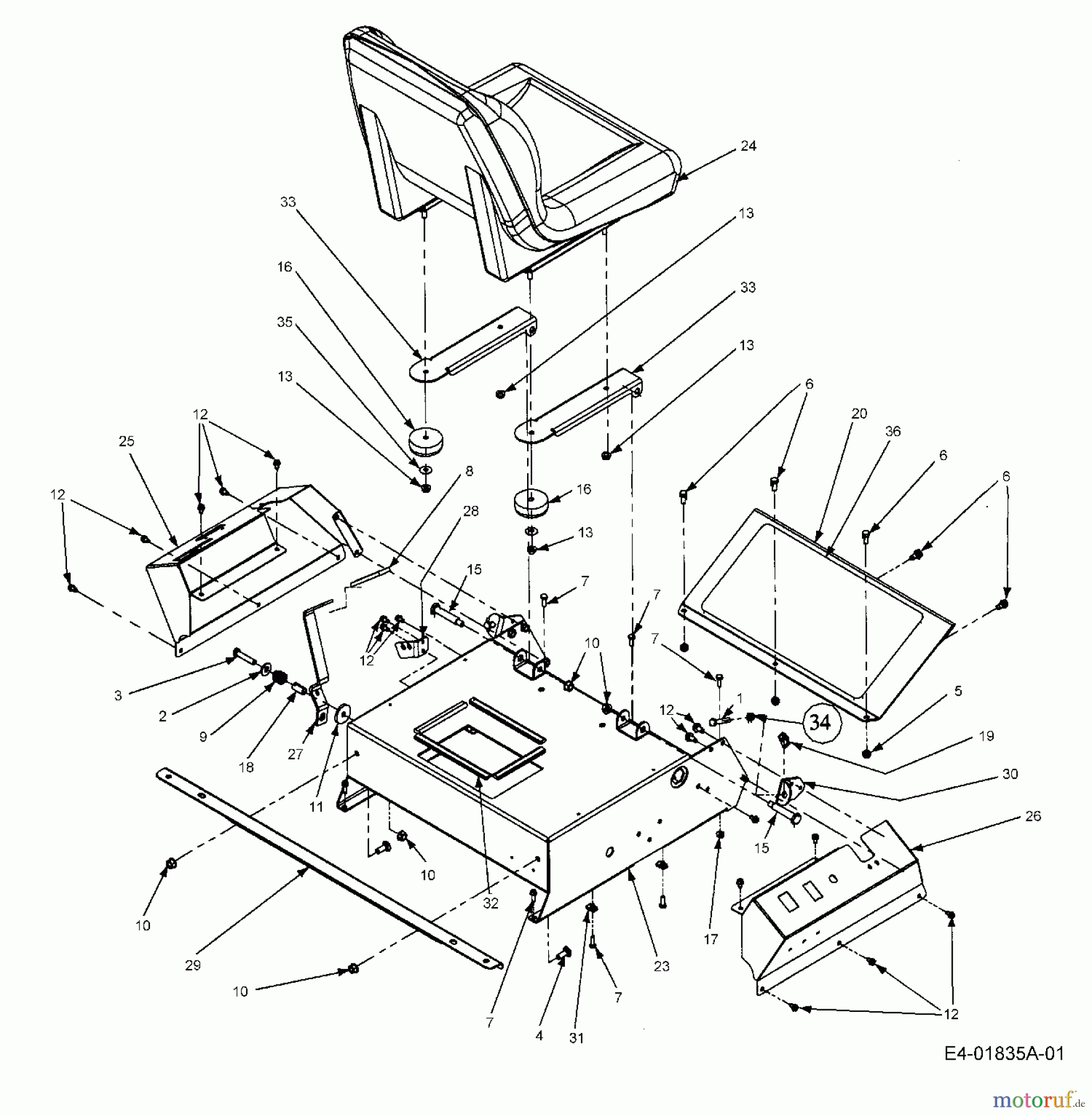 Cub Cadet Zero Turn Z-Force 44 53AA5D2L100 (2004) Sitz, Verkleidungen