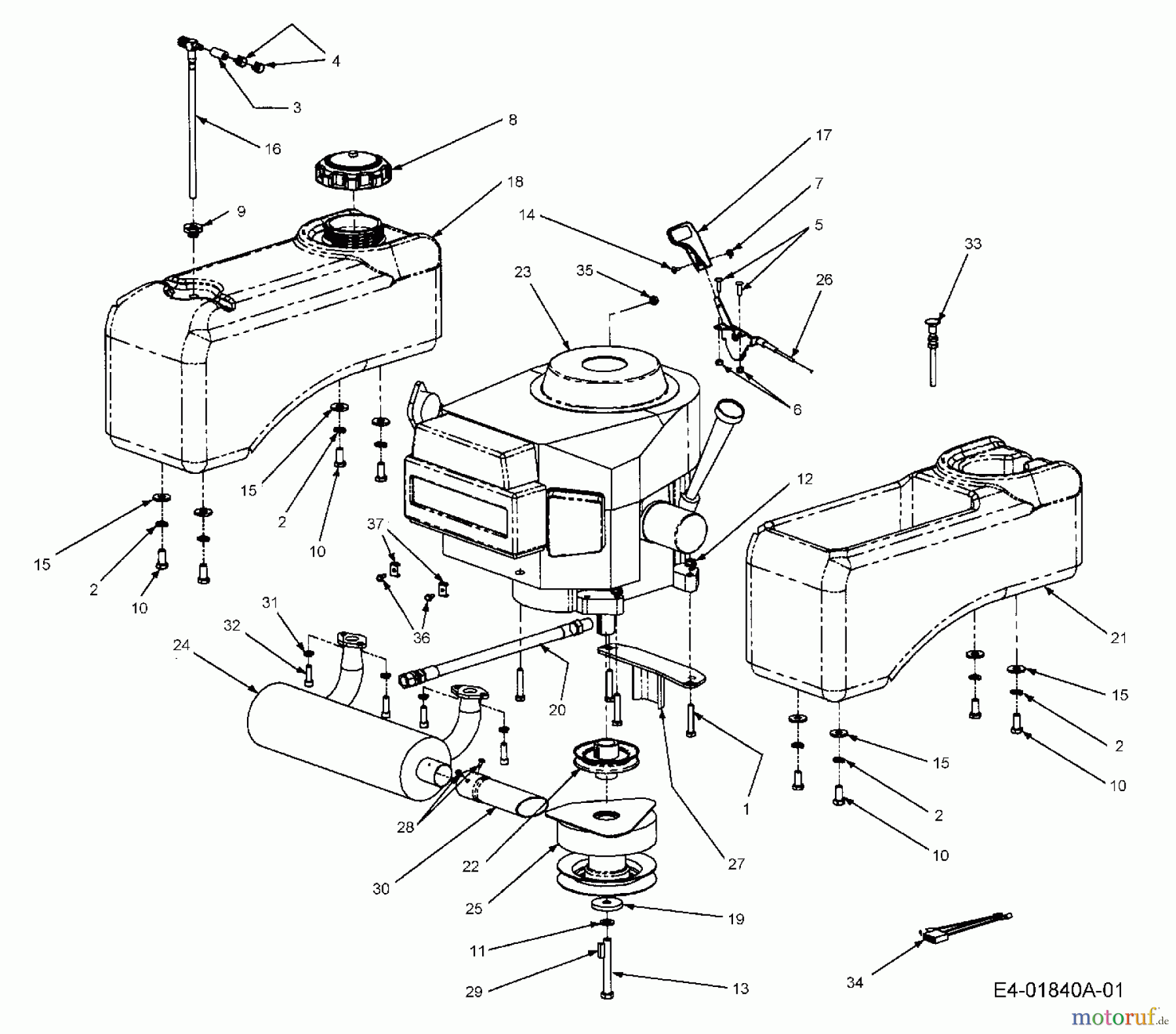 Cub Cadet Zero Turn Z-Force 44 53AA5D2L100 (2004) Auspuff, Elektromagnetkupplung, Tank