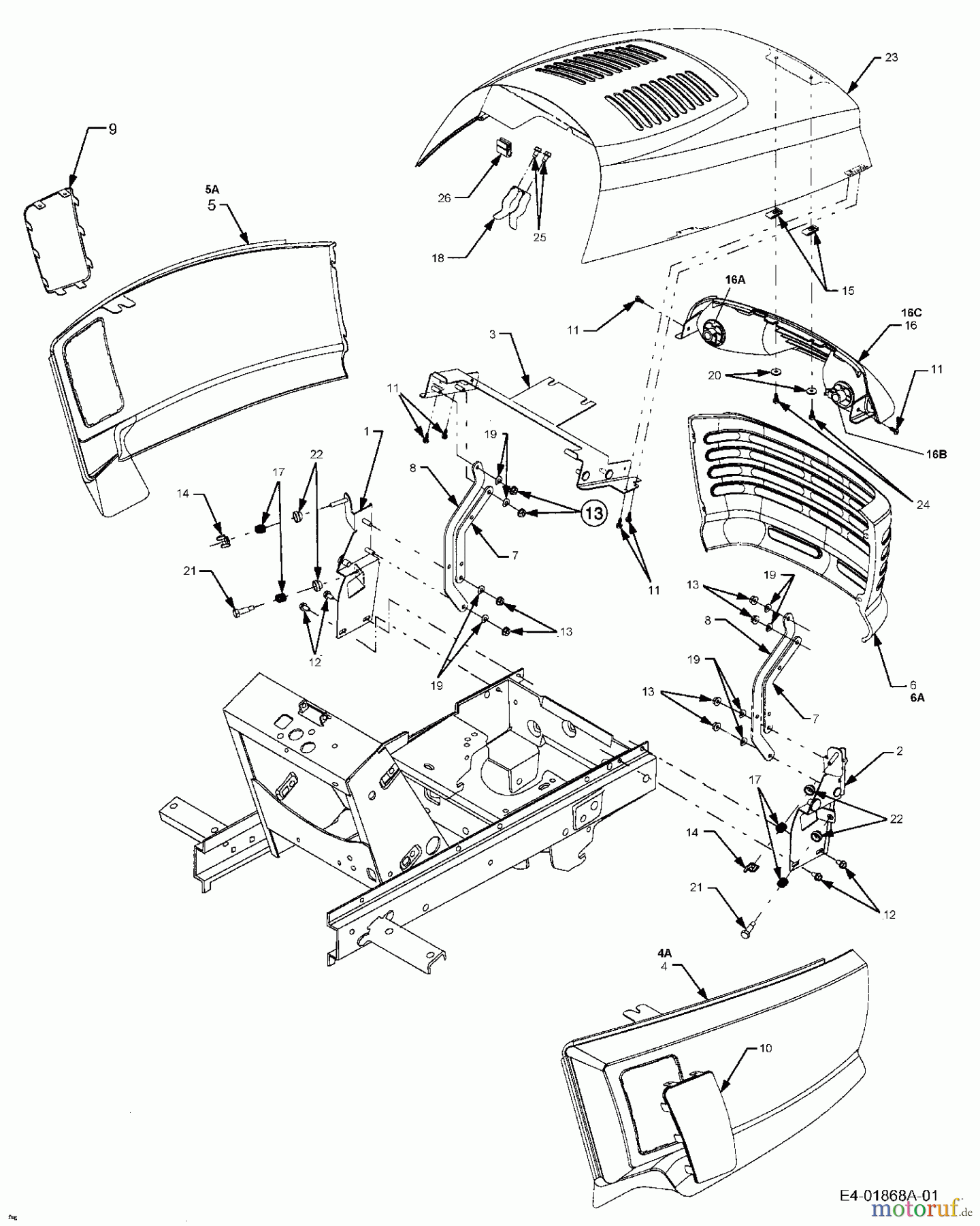 Cub Cadet Rasentraktoren HDS 2205 13A-2D7-603 (2006) Motorhaube Cub Cadet