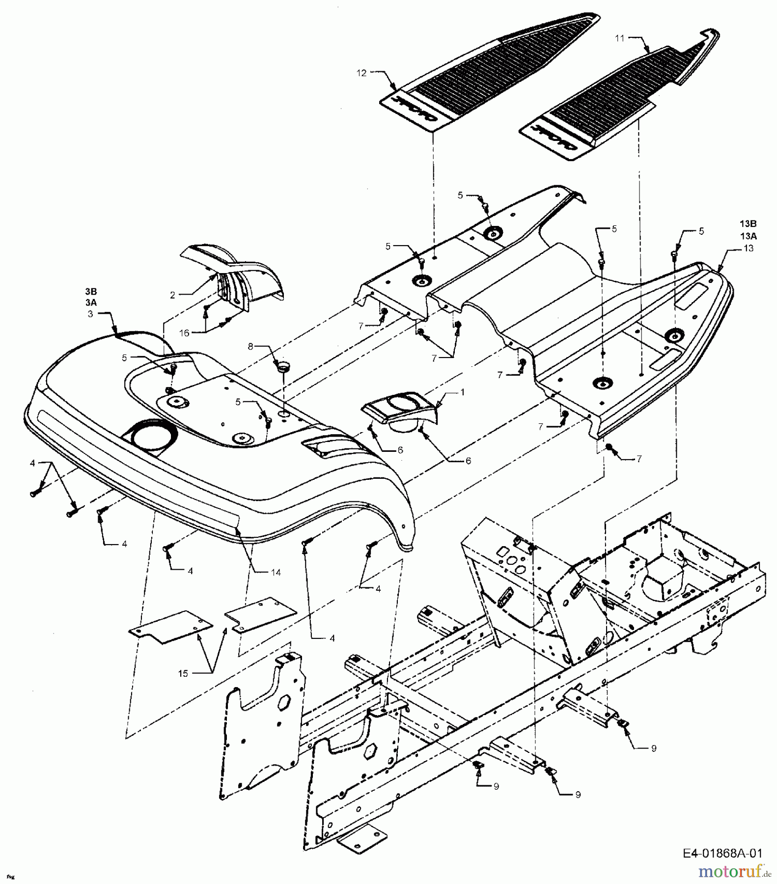 Cub Cadet Rasentraktoren HDS 2205 13A-2D7-603 (2006) Sitzwanne, Trittbrett