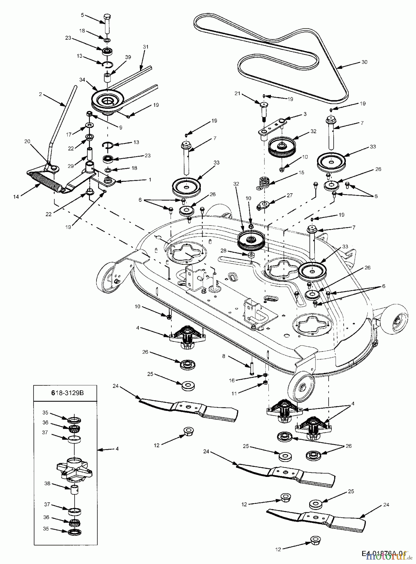 Cub Cadet Rasentraktoren HDS 2205 13A-2D7-603 (2006) Keilriemen, Messer, Messerspindel