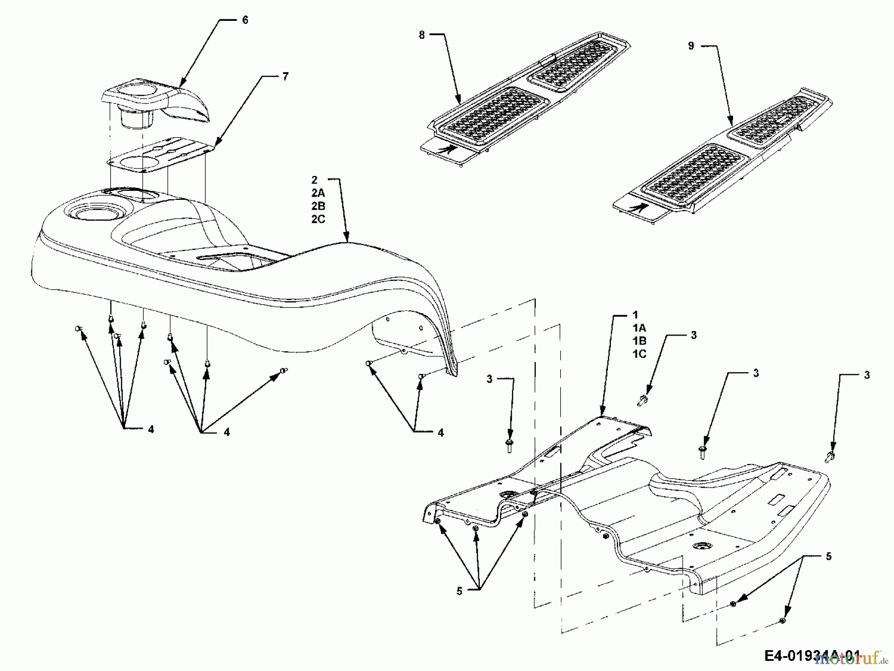 Cub Cadet Gartentraktoren HDS 3235 14B-692-603 (2007) Sitzwanne, Trittbrett