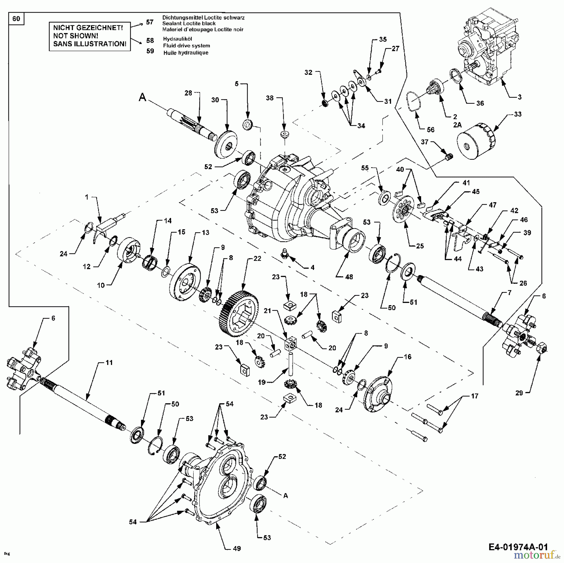  Cub Cadet Gartentraktoren HDS 3235 14A-676-100  (1998) Differential, Getriebe