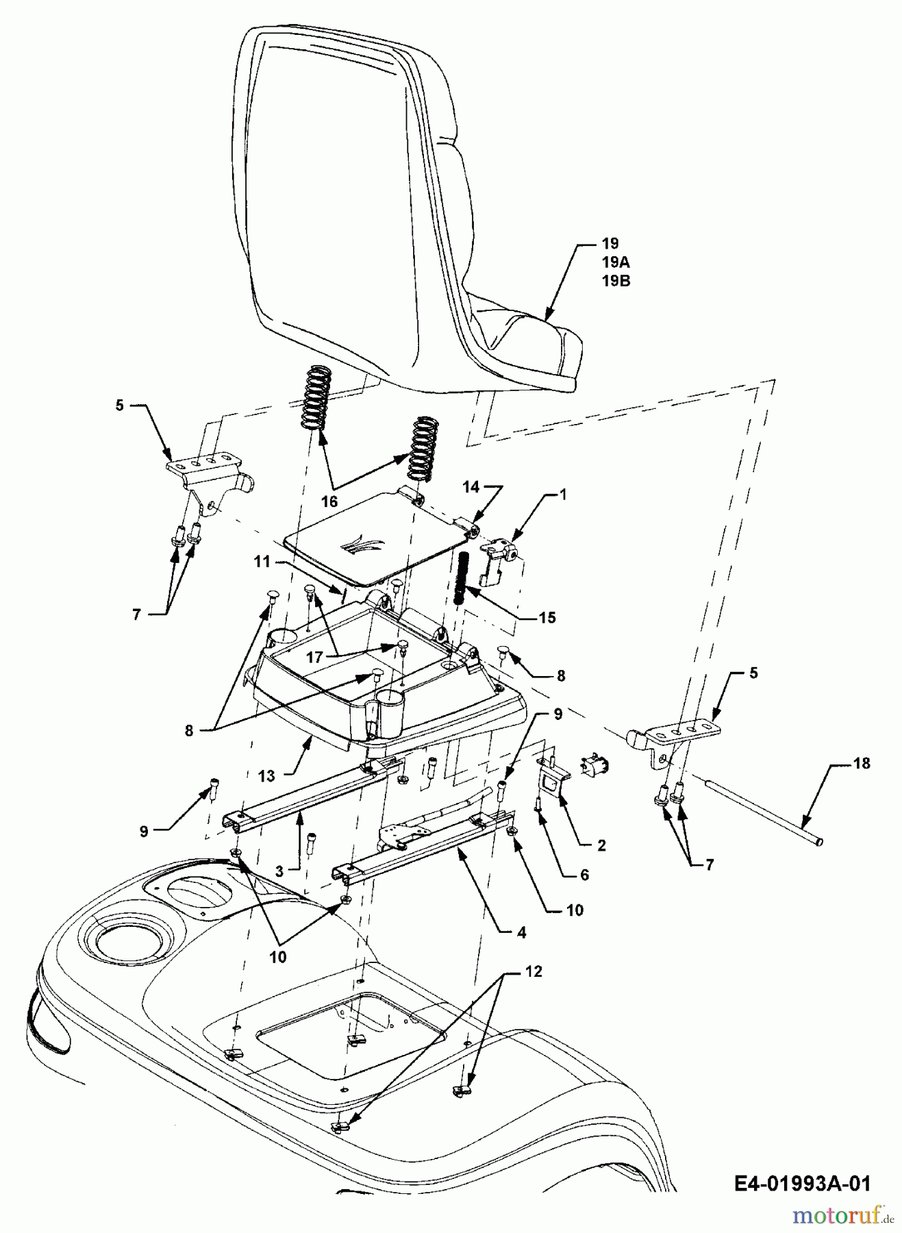  Cub Cadet Gartentraktoren HDS 3235 14A-676-100  (1998) Sitz, Sitzträger