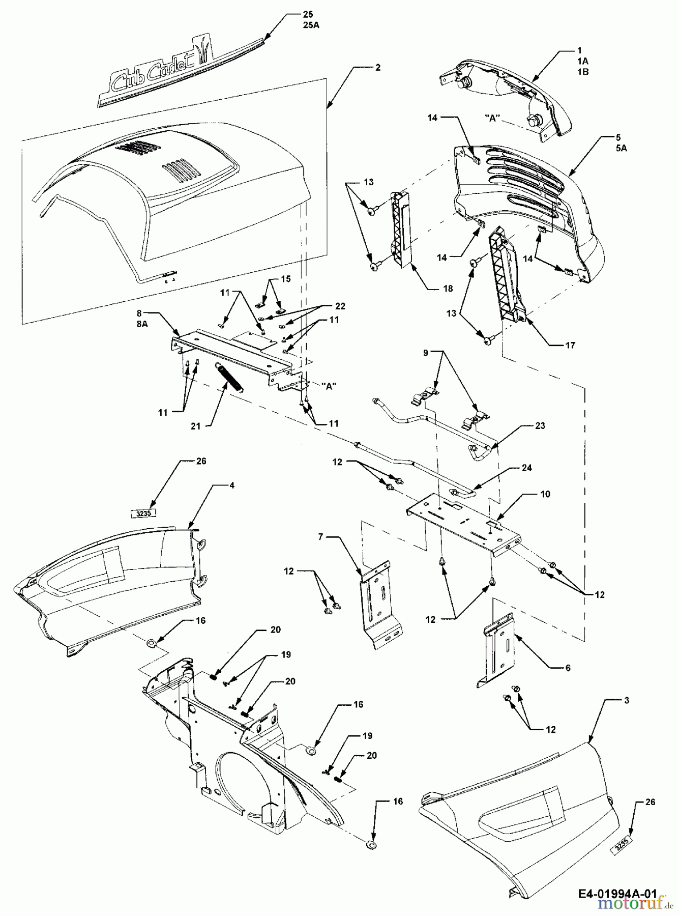  Cub Cadet Gartentraktoren HDS 3235 14A-676-100  (1998) Motorhaube Cub Cadet
