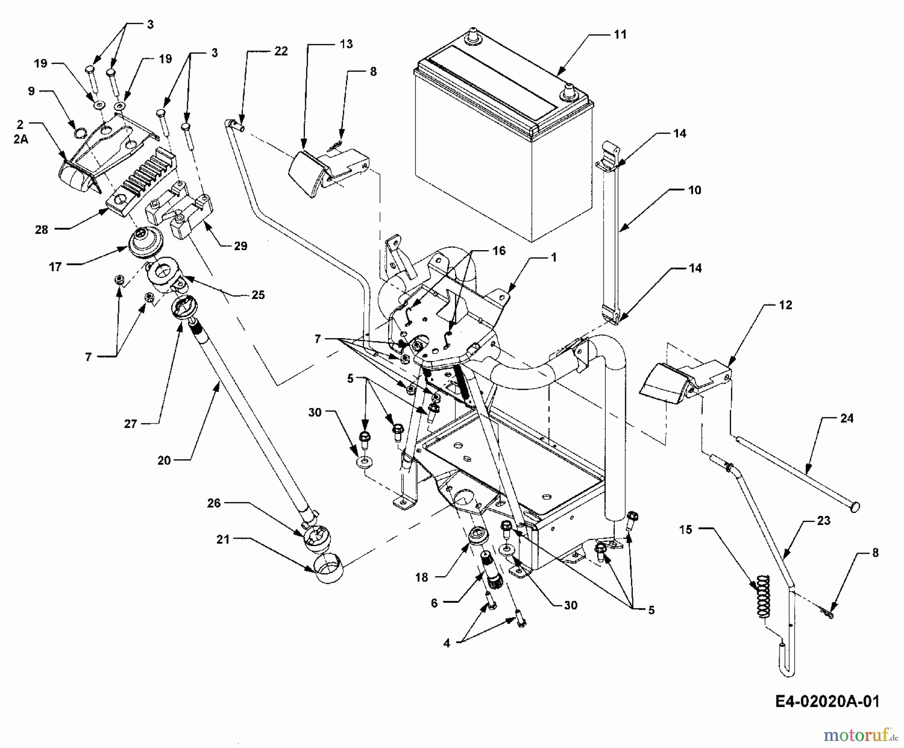  Cub Cadet Gartentraktoren HDS 3200 14A-652-603  (2002) Batterie, Lenksäule