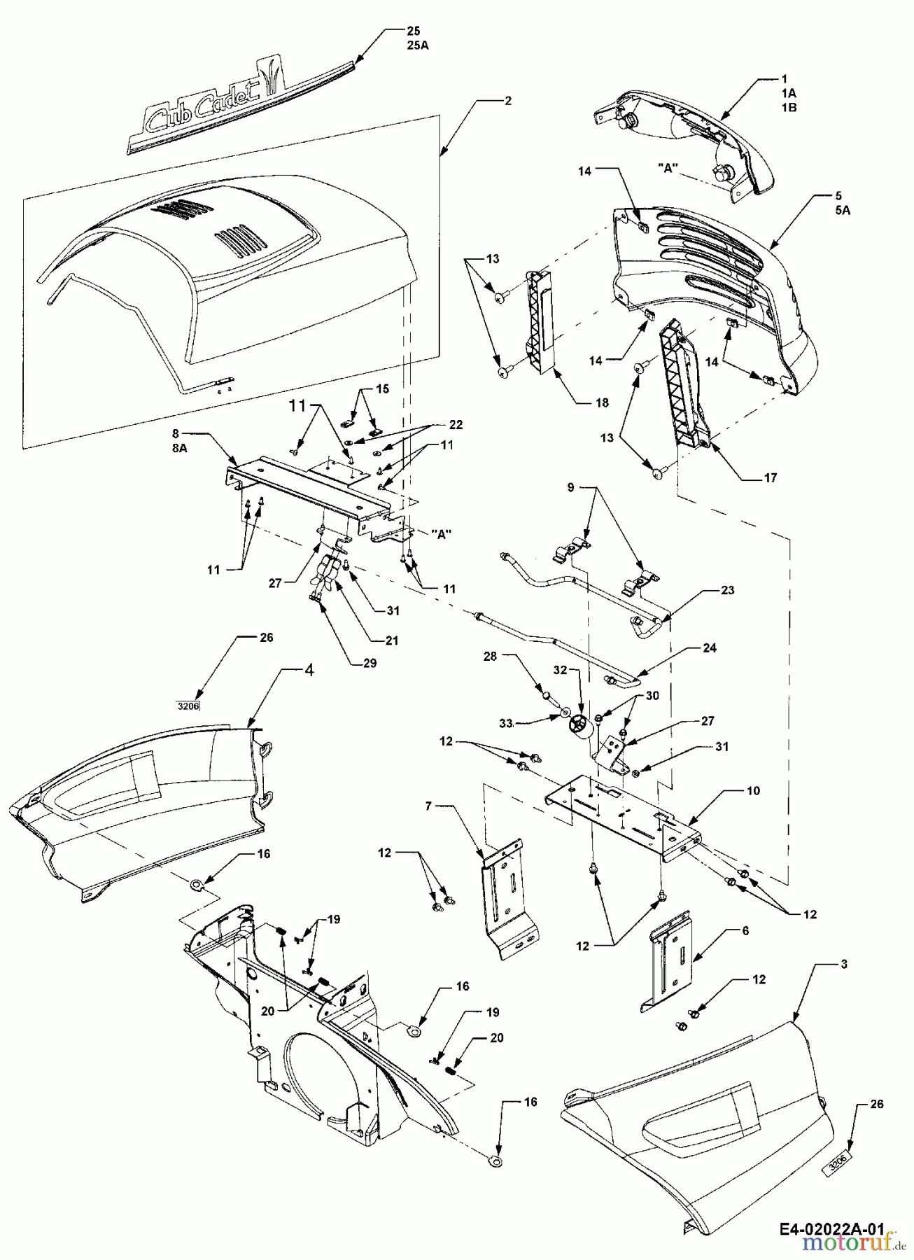  Cub Cadet Gartentraktoren HDS 3200 14B-646-603  (2000) Motorhaube C-Style