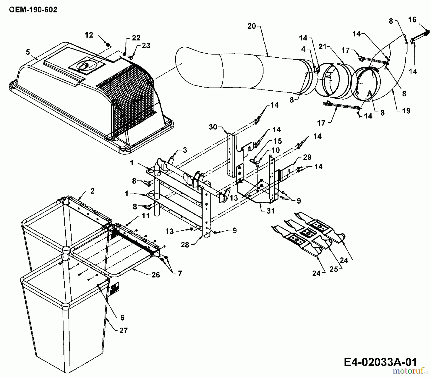 MTD Zubehör Zubehör Garten- und Rasentraktoren Grasfangvorrichtung für 600 Serie (RT-99) mit Mähwerk H (46