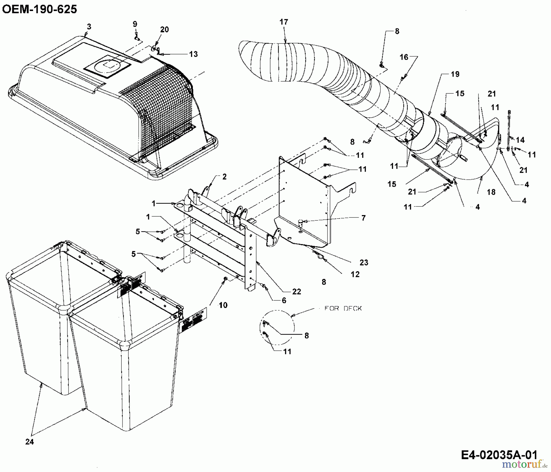 MTD Zubehör Zubehör Garten- und Rasentraktoren Grasfangvorrichtung für 600 Serie (RT-99) Revolution OEM-190-625 (2003) Grundgerät