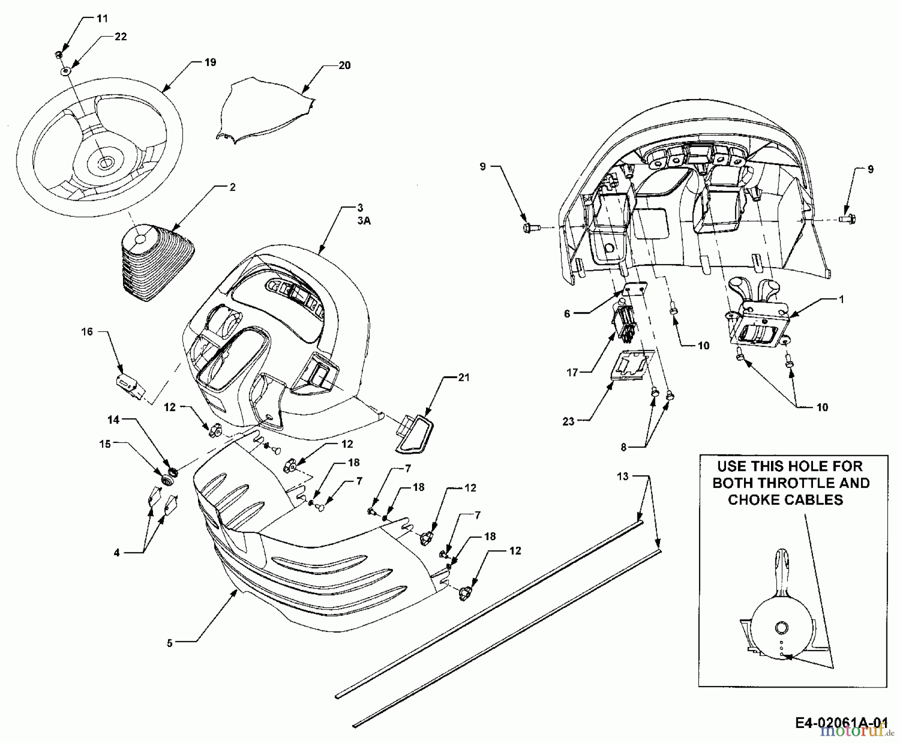  Cub Cadet Gartentraktoren HDS 3185 14A-665-100  (1998) Armaturenbrett, Lenkrad