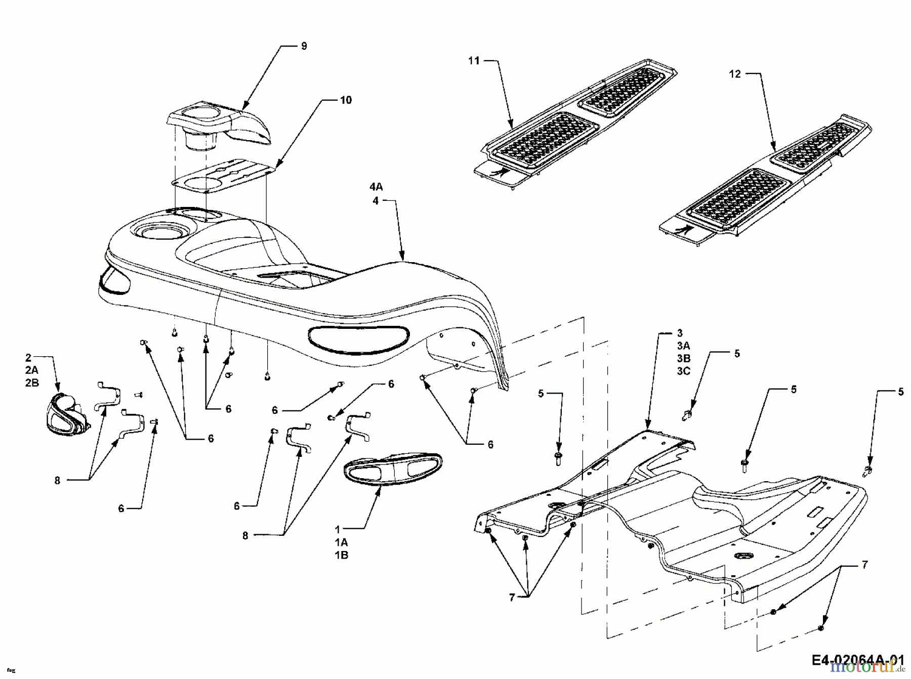  Cub Cadet Gartentraktoren HDS 3185 14A-665-100  (1998) Sitzwanne, Trittbrett