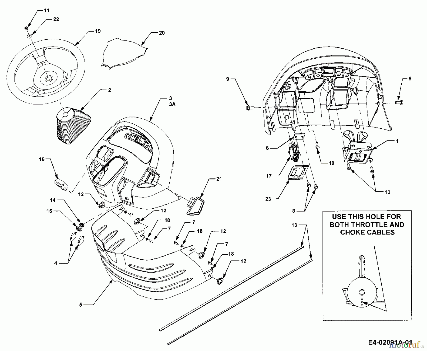  Cub Cadet Gartentraktoren HDS 3186 14A-668-603  (1999) Armaturenbrett, Lenkrad