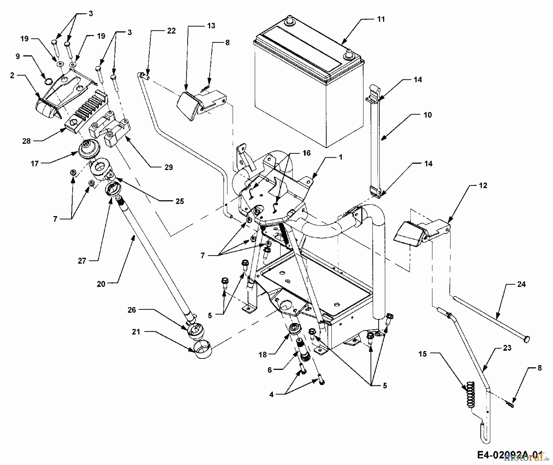  Cub Cadet Gartentraktoren HDS 3186 14A-668-603  (1999) Batterie, Lenksäule