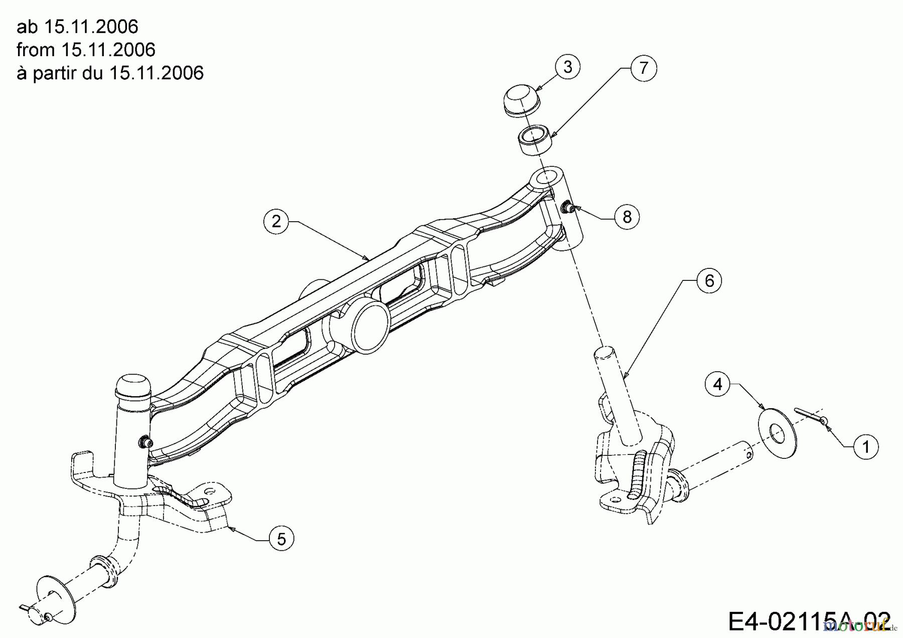 Cub Cadet Rasentraktoren CC 1020 13AE11CG603  (2007) Vorderachse ab 15.11.2006