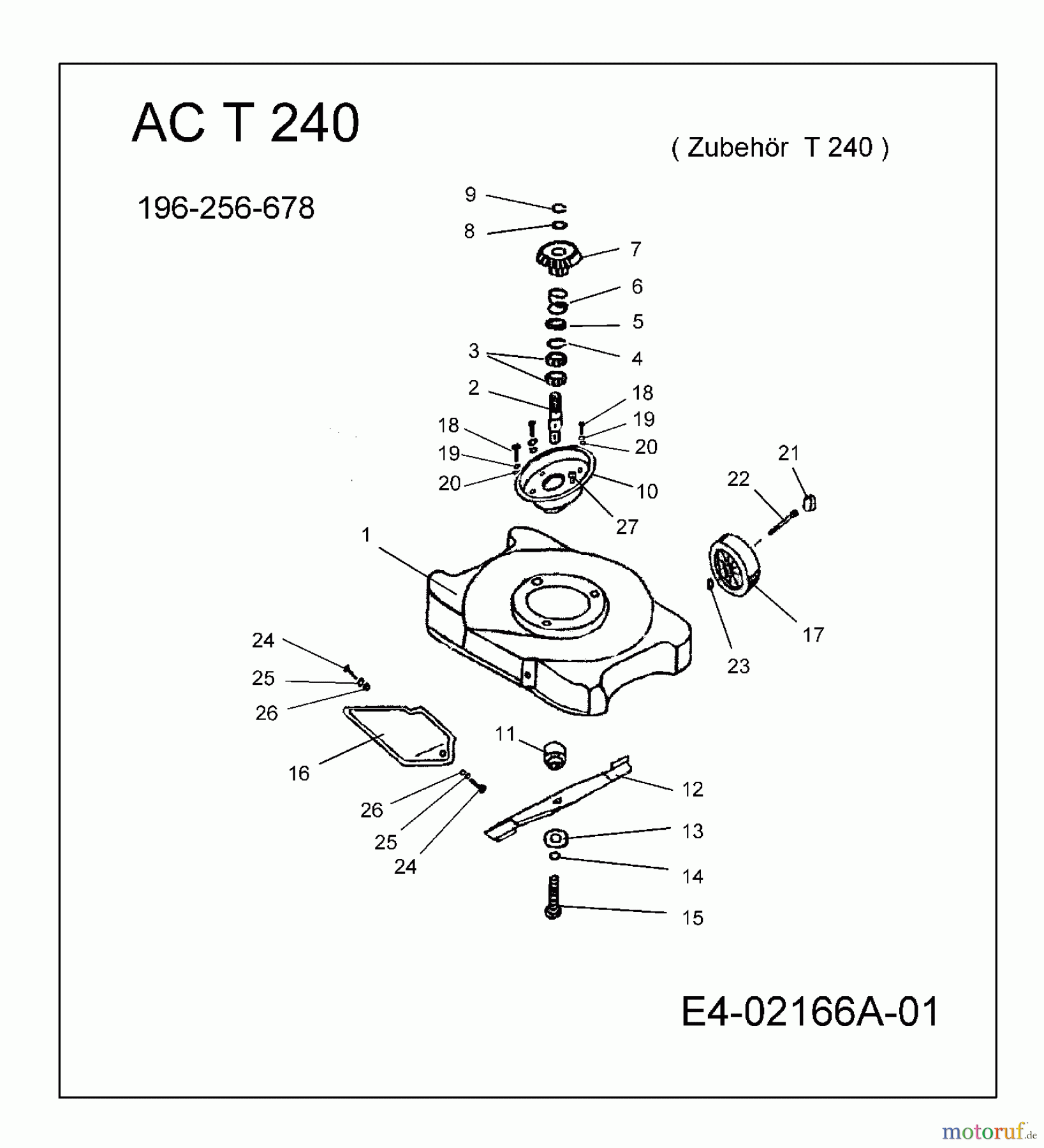  MTD Zubehör Zubehör Motorhacken Rasenmäher Anbausatz ACT 240 196-256-678  (2004) Deflektor, Mähwerksgehäuse, Räder
