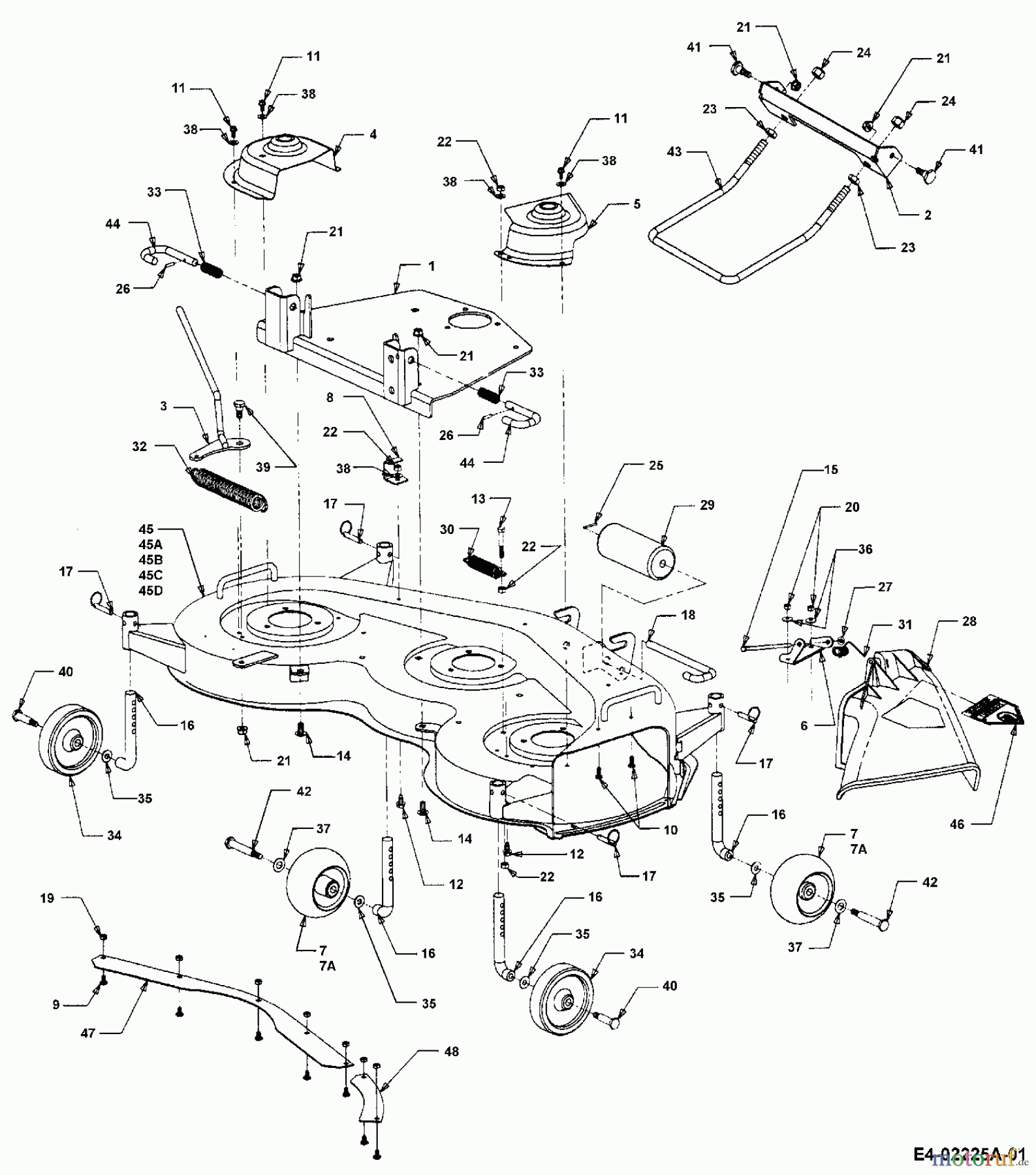  MTD Zubehör Zubehör Garten- und Rasentraktoren Mähwerke für 2000 SD Serie, Mähwerk 46
