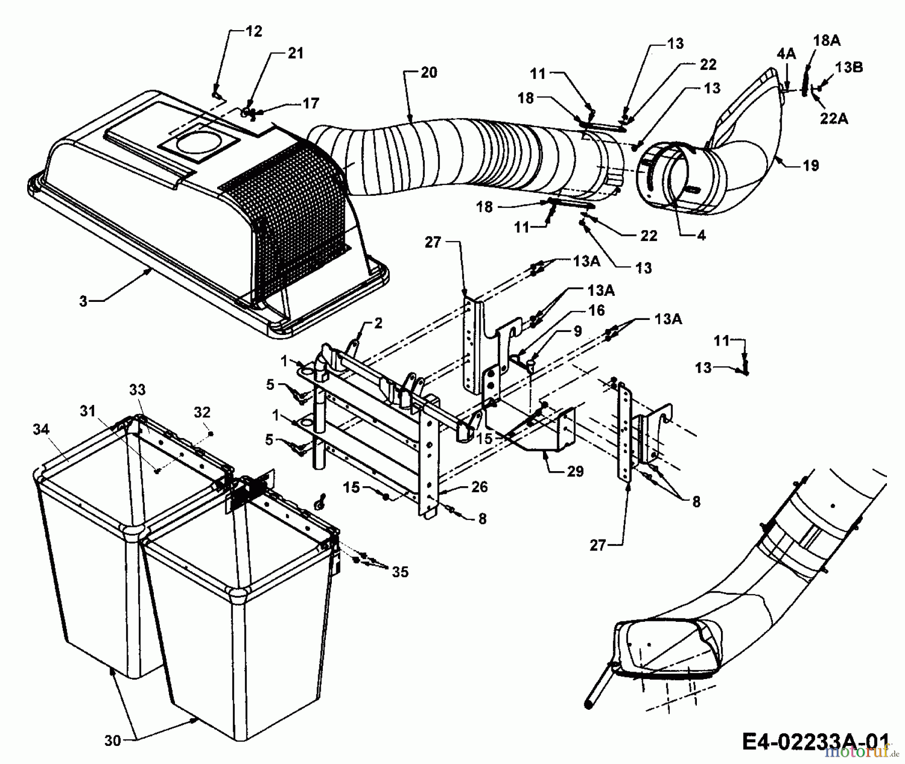 MTD Zubehör Zubehör Garten- und Rasentraktoren Grasfangvorrichtung für 400 Serie 196-180A678 (2005) Grundgerät