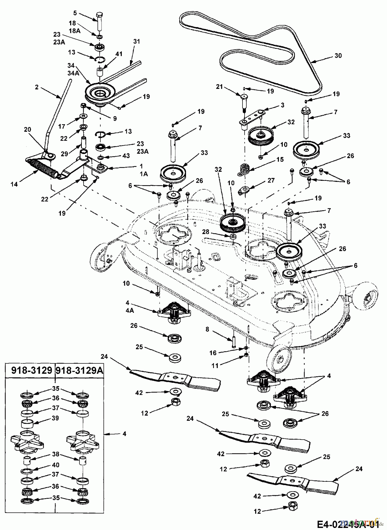 MTD Zubehör Zubehör Garten- und Rasentraktoren Mähwerke für 2000 SD Serie, Mähwerk 44
