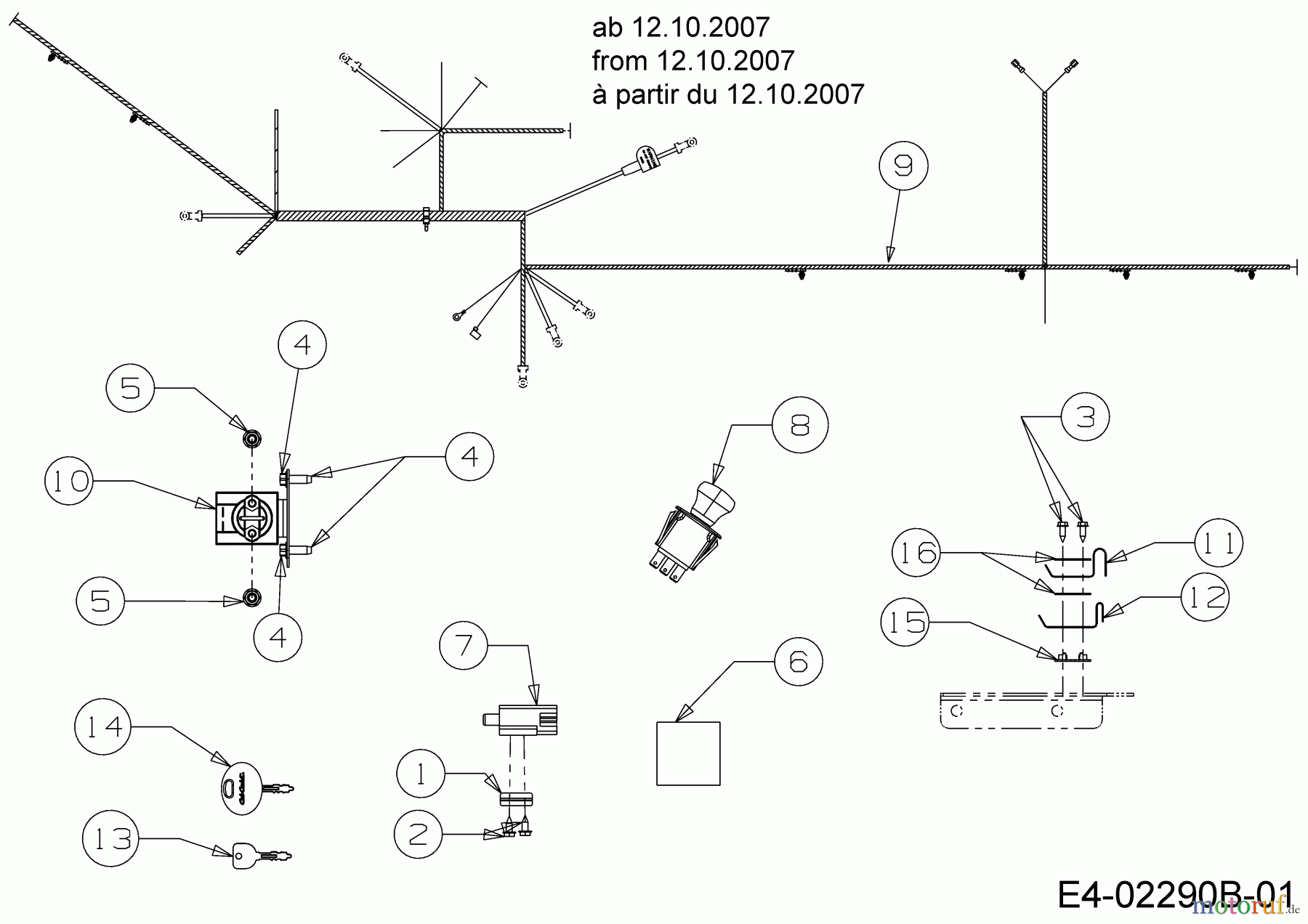 Cub Cadet Rasentraktoren CC 1022 13AF11CG603 (2008) Elektroteile ab 12.10.2007