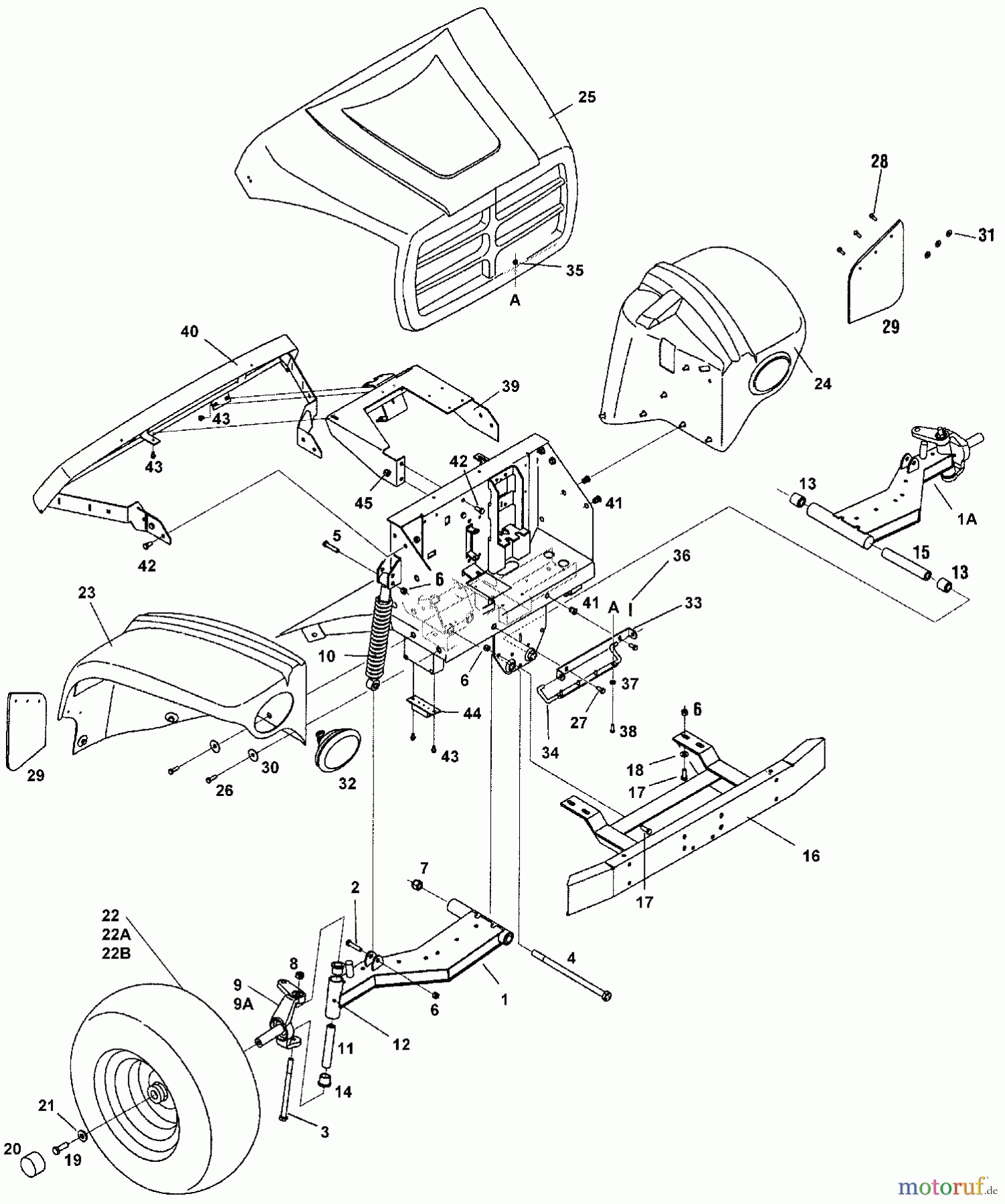 Cub Cadet Utility Vehicle Big Country - 6x4 Utilty Vehicle 37AS640D603 (2004) Motorhaube, Kotflügel, Räder vorne, Vorderachse