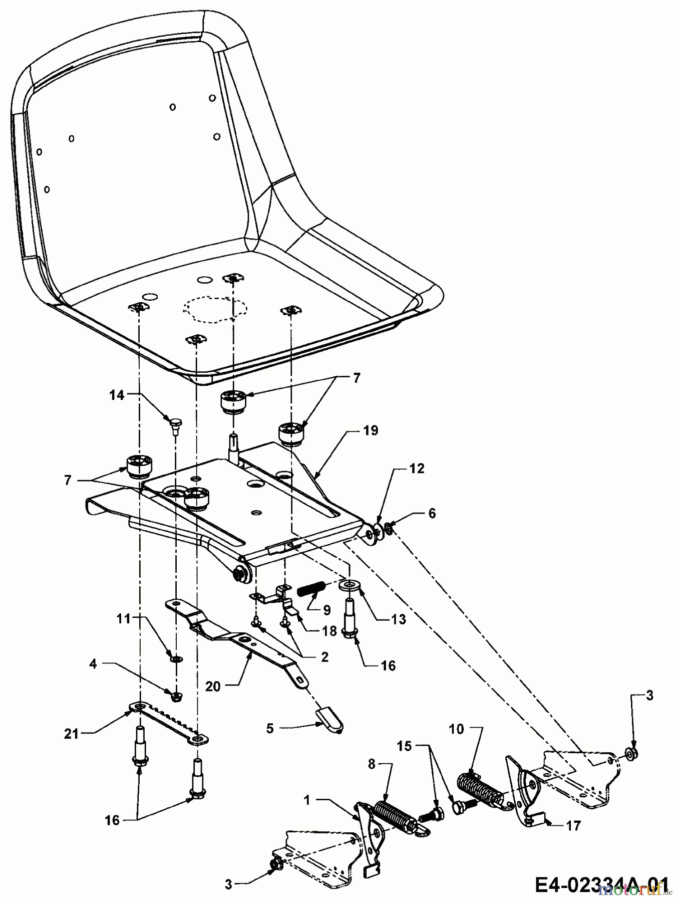 Cub Cadet Rasentraktoren CC 1020 13AE11CG603 (2007) Sitzträger bis 19.12.2006