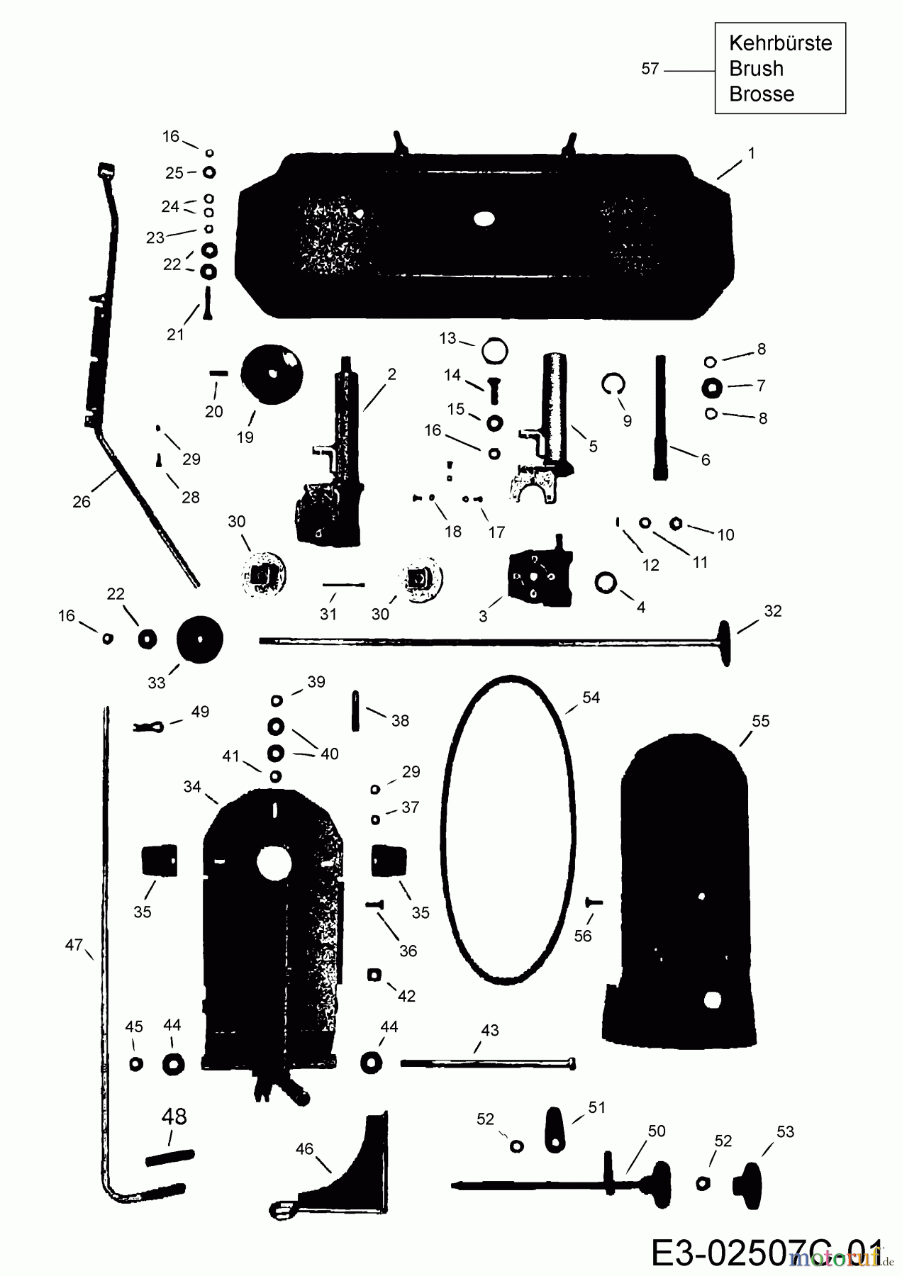 MTD Zubehör Zubehör Garten- und Rasentraktoren Frontkehrmaschine FK 105 196-226C678 (2016) Bürstenantrieb, Kehrwalzengehäuse