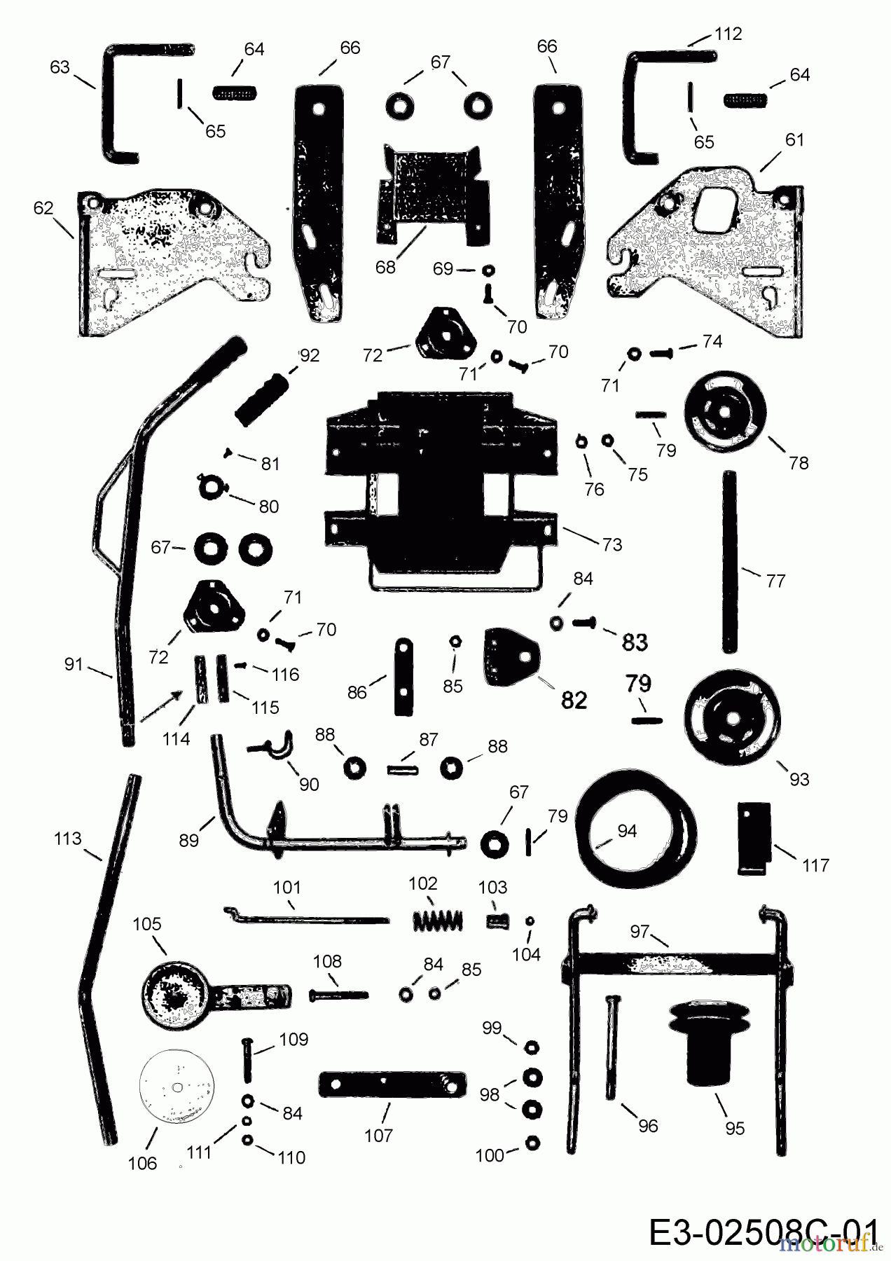  MTD Zubehör Zubehör Garten- und Rasentraktoren Frontkehrmaschine FK 105 196-226C678  (2013) Aushebung, Räder