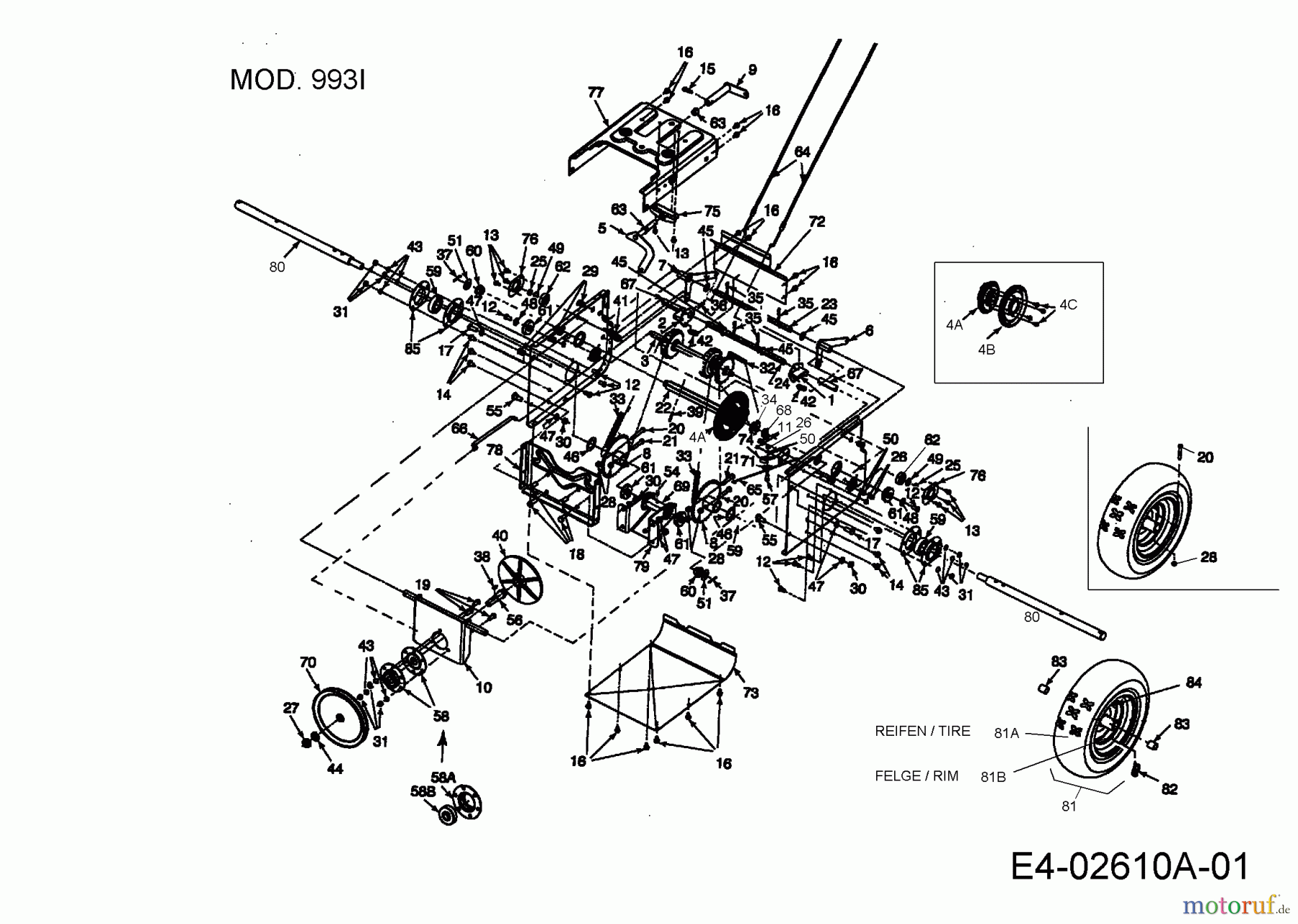  Yard-Man Schneefräsen E 993 I 31AE993I643  (2001) Fahrantrieb, Räder