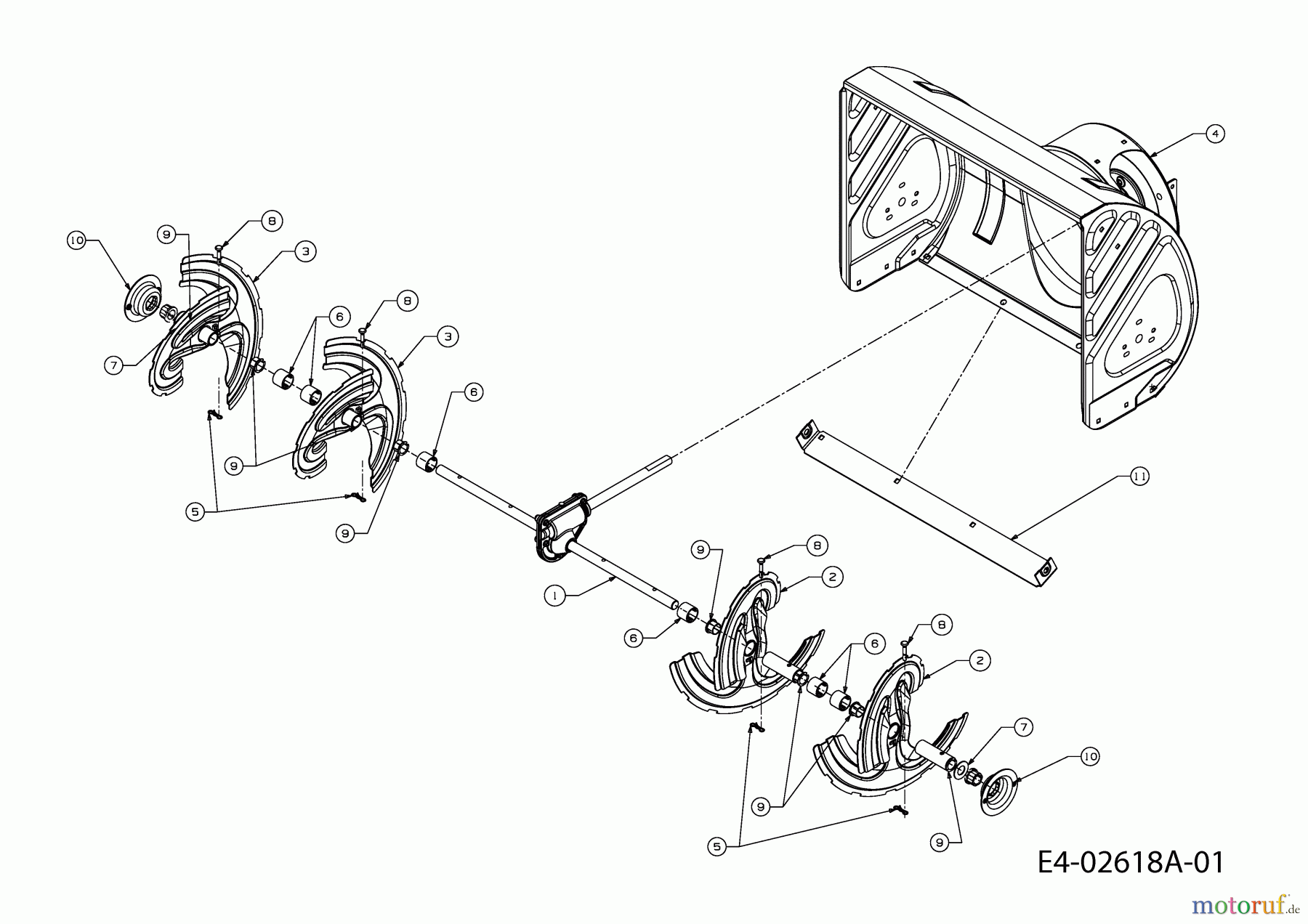 MTD Schneefräsen E 640 F 31A-6GN3711R (2007) Fräsgehäuse, Schnecke, Schneckengetriebe