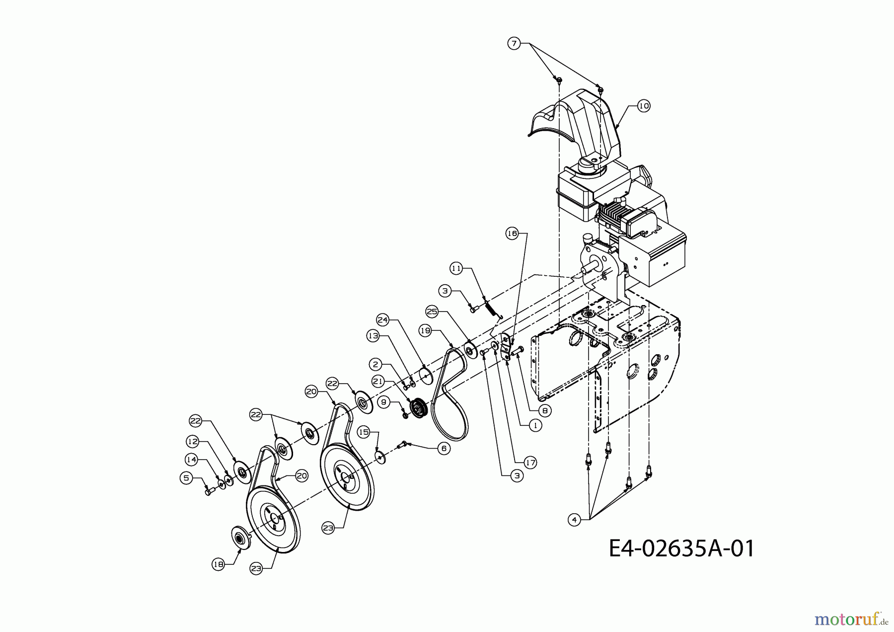 Yard-Man Schneefräsen E 5 E 3 G 31AE5E3G643  (2001) Fräsantrieb