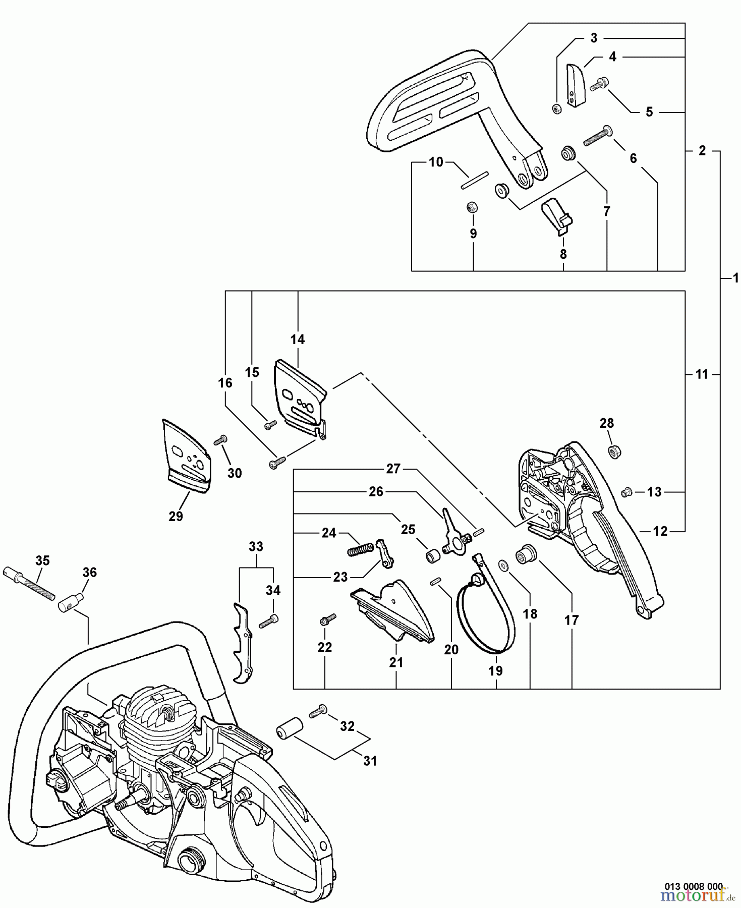 Echo Sägen, Kettensägen CS-440 - Echo Chainsaw, S/N: C07013001001 - C07013999999 Chain Brake