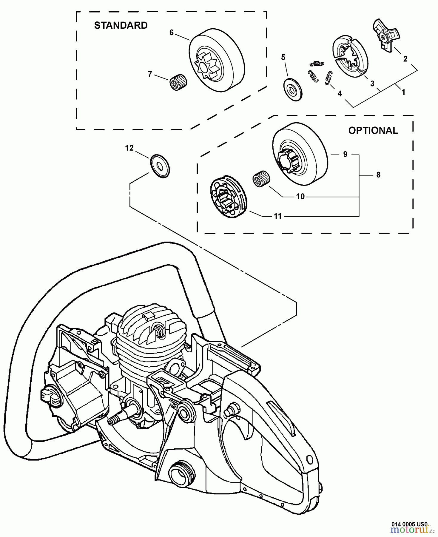 Echo Sägen, Kettensägen CS-440 - Echo Chainsaw, S/N: C09112001001 - C09112999999 Clutch